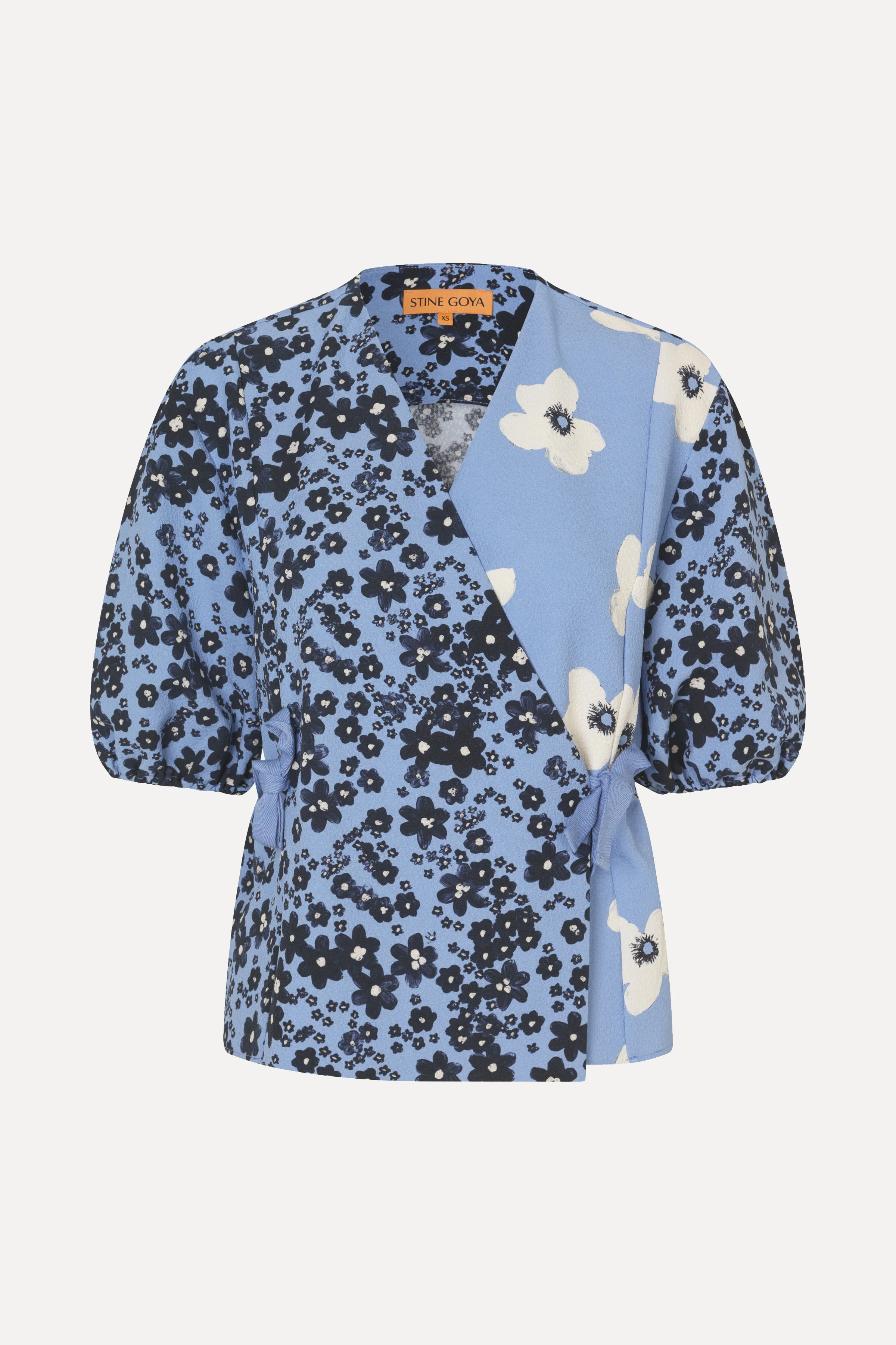 Gathered Tie Short Sleeve Top - Night Ditzy Floral / Day Ditzy Floral