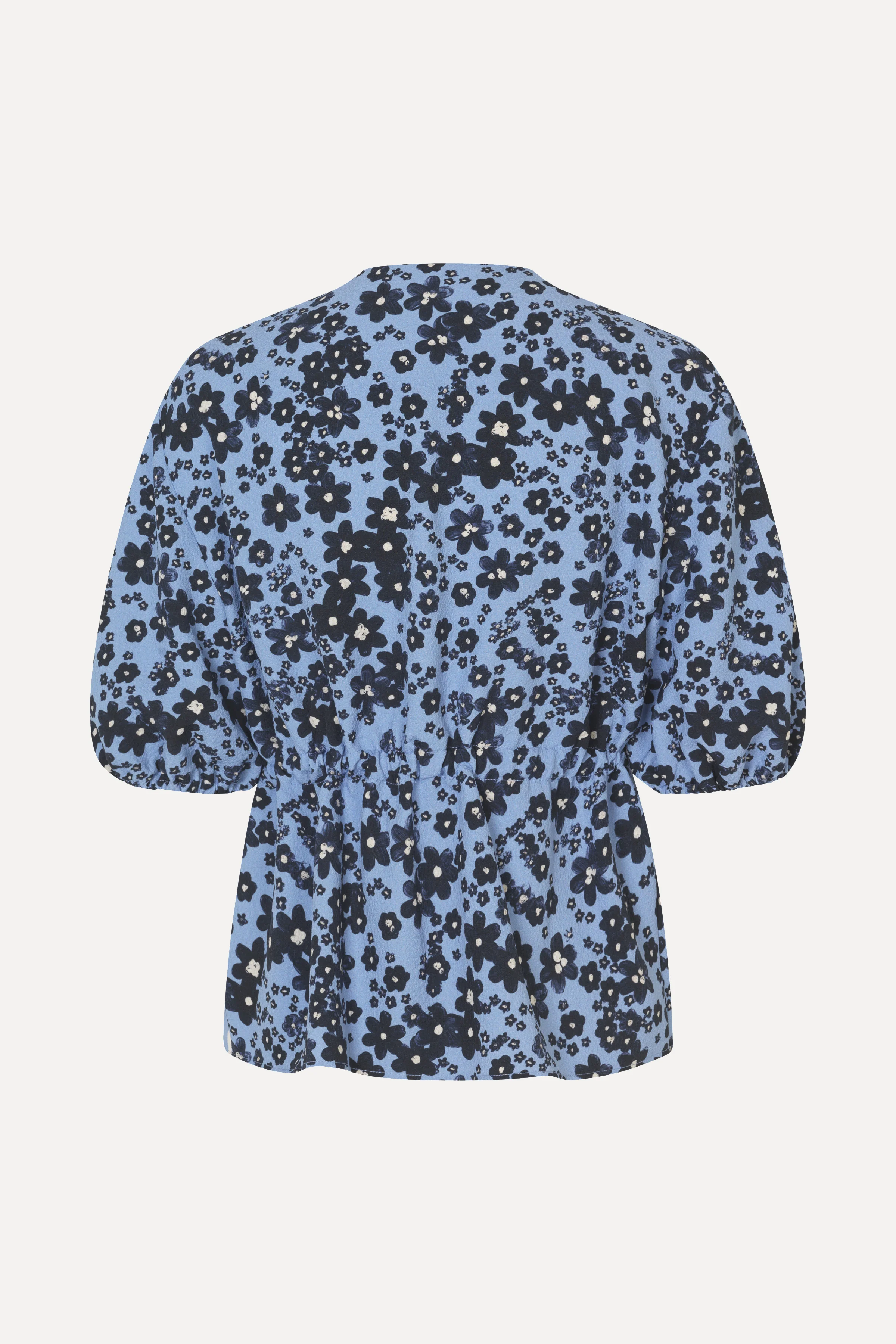 Gathered Tie Short Sleeve Top - Night Ditzy Floral / Day Ditzy Floral - Image 2