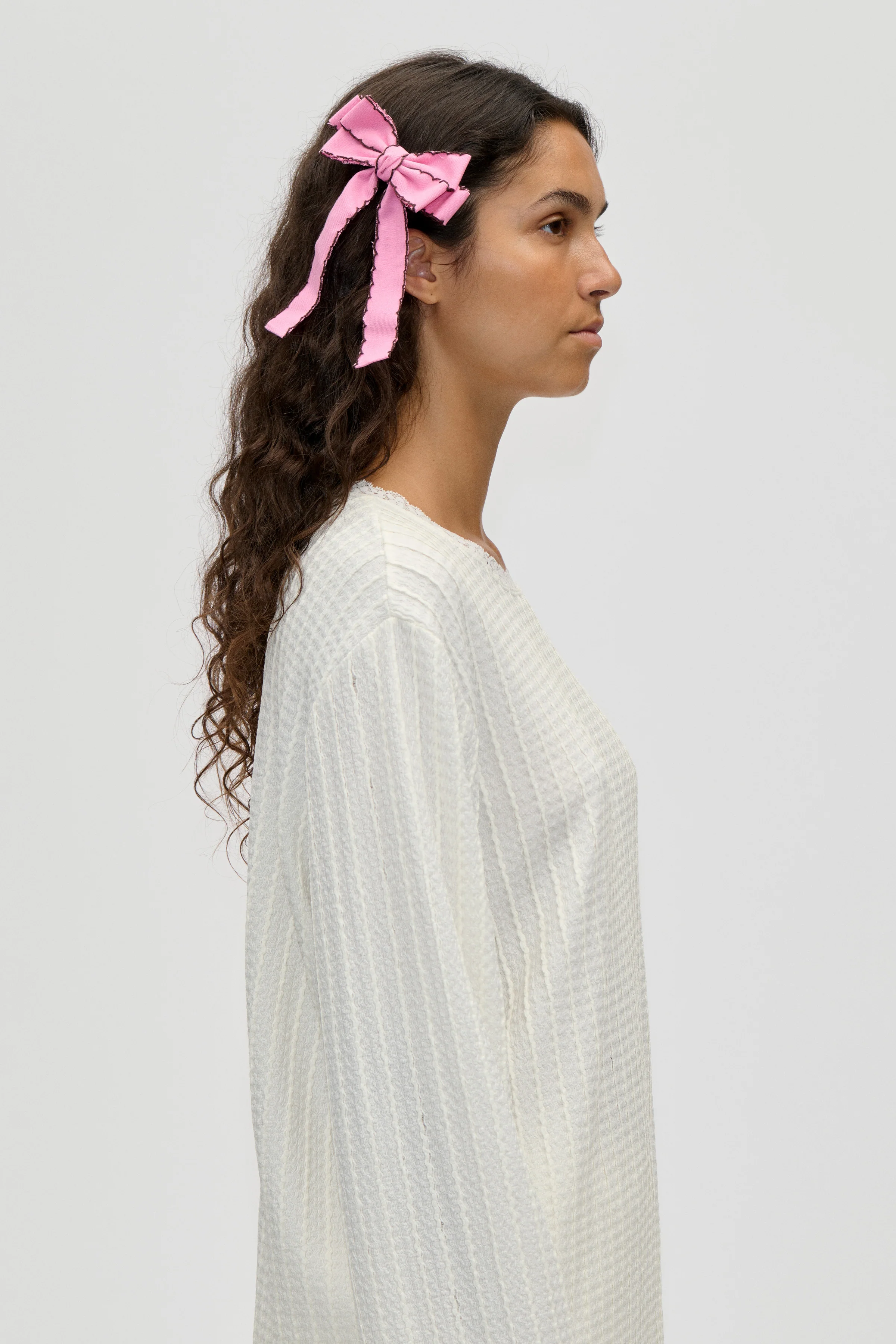 Hair Bow Clip - Muted Blush - Image 2