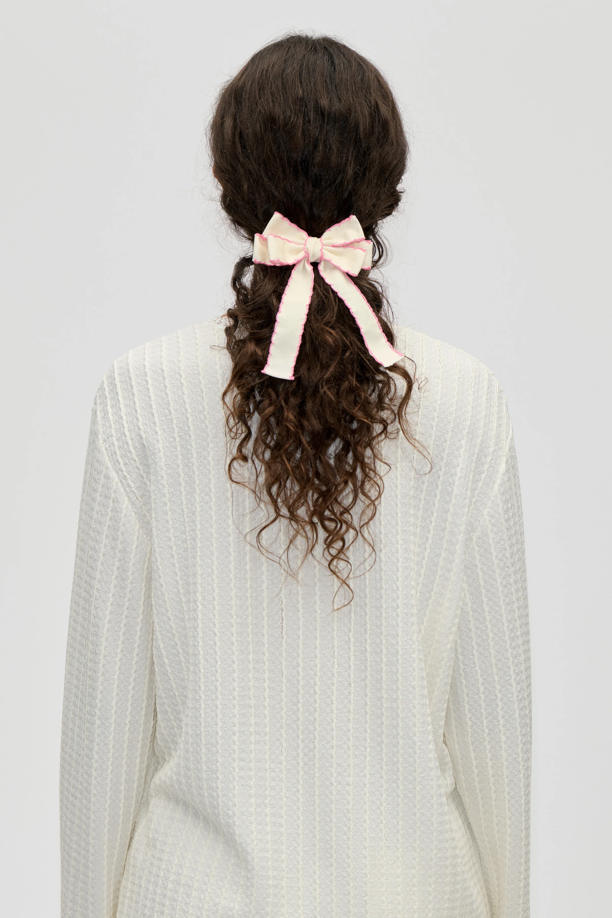 Hair Bow Clip - Porcelain Cream