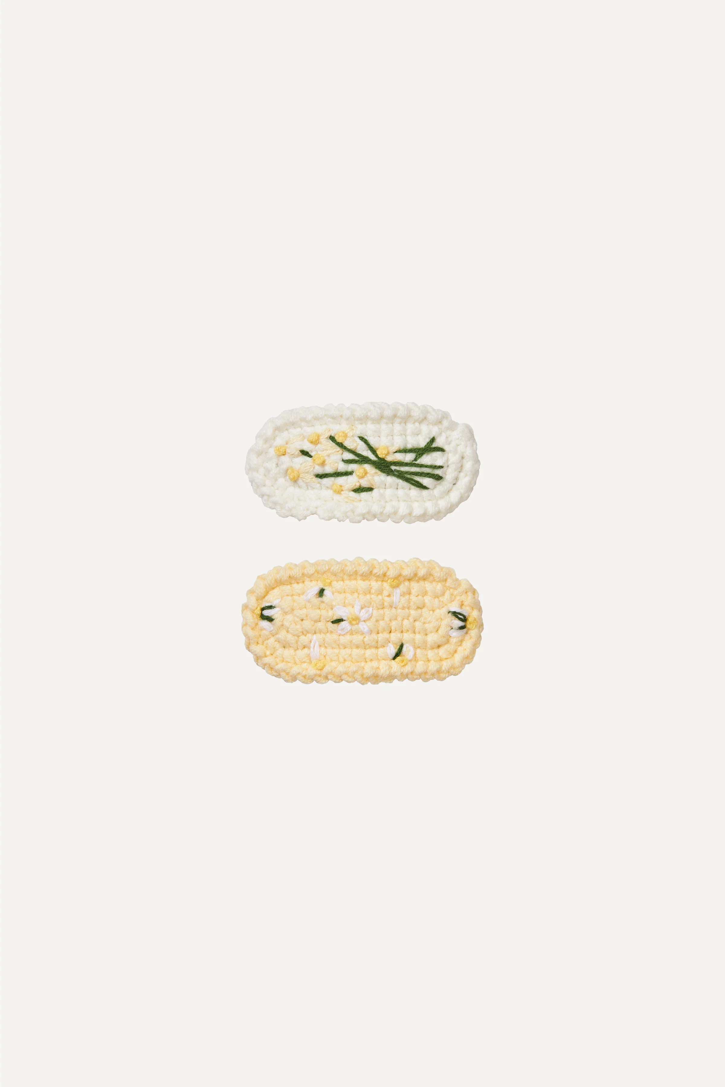 Hand Crocheted Hair Clip - Yellow Flowers - Image 2
