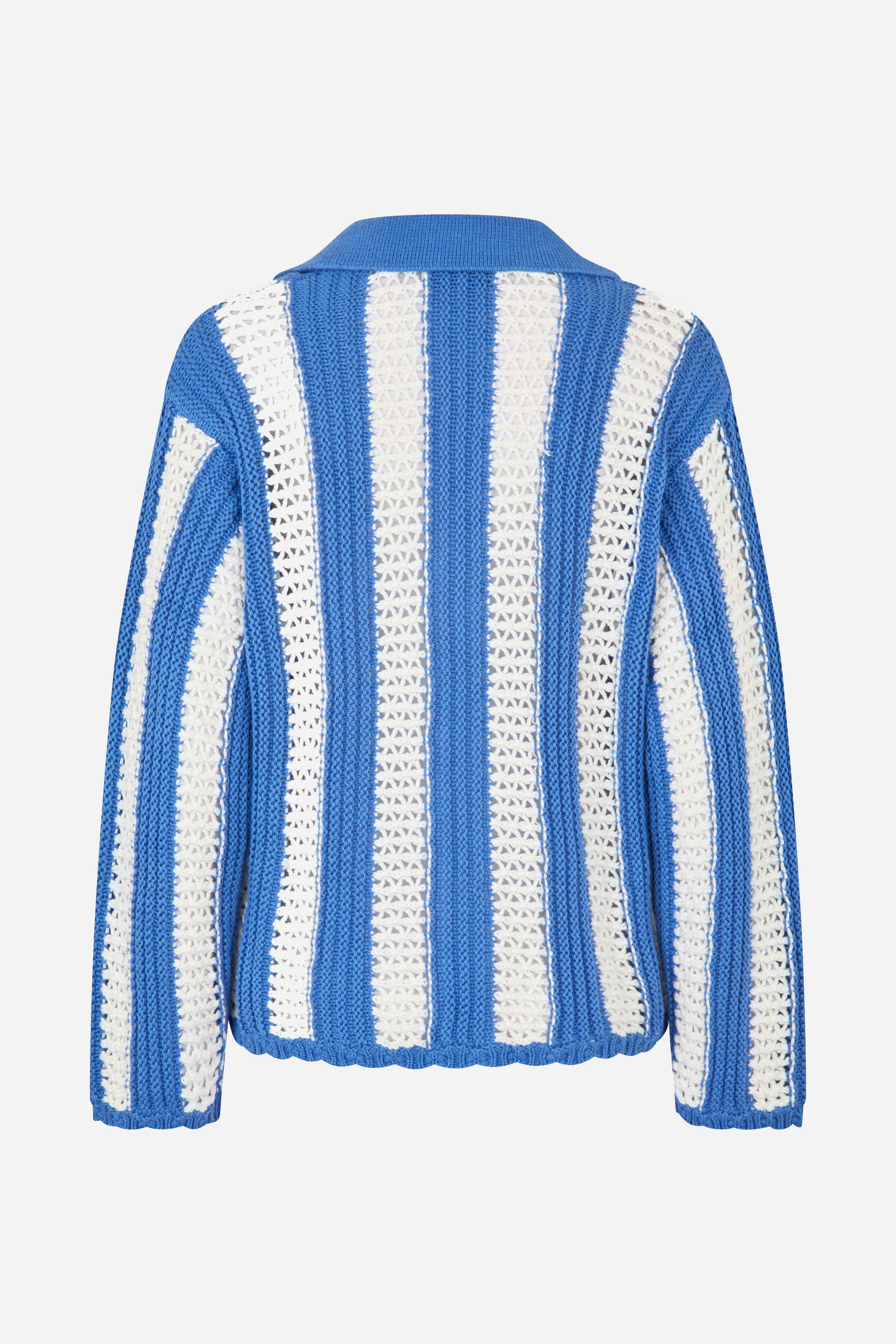 Knit Collar Cardigan - Baseball Stripes - Image 3