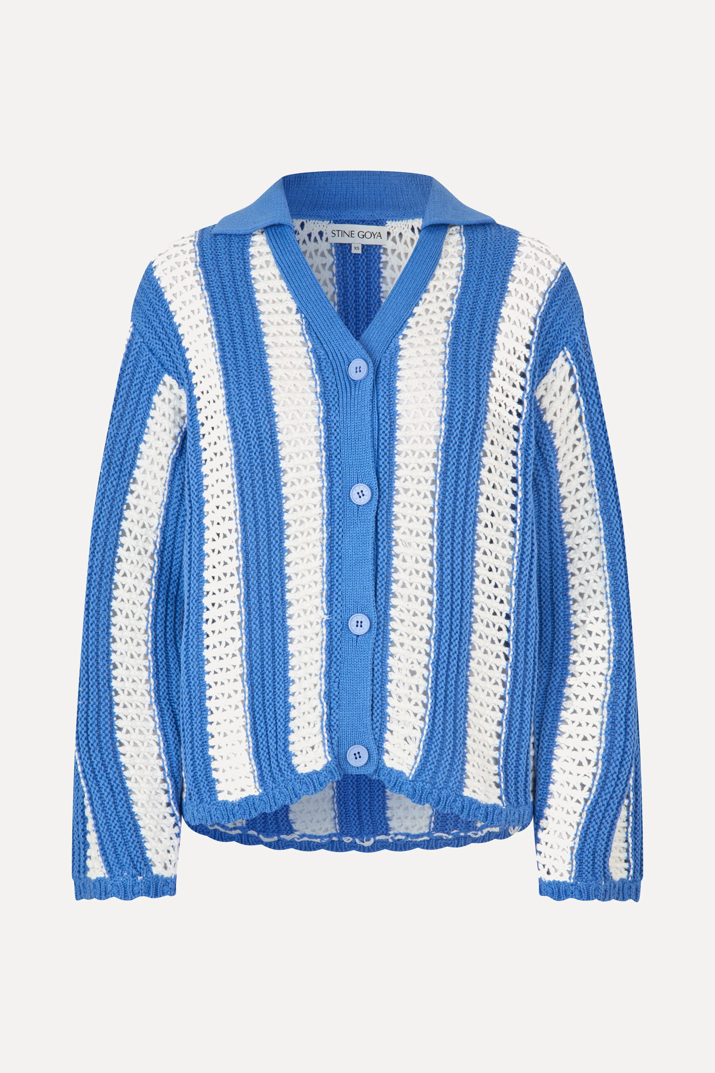 Knit Collar Cardigan - Baseball Stripes - Image 4