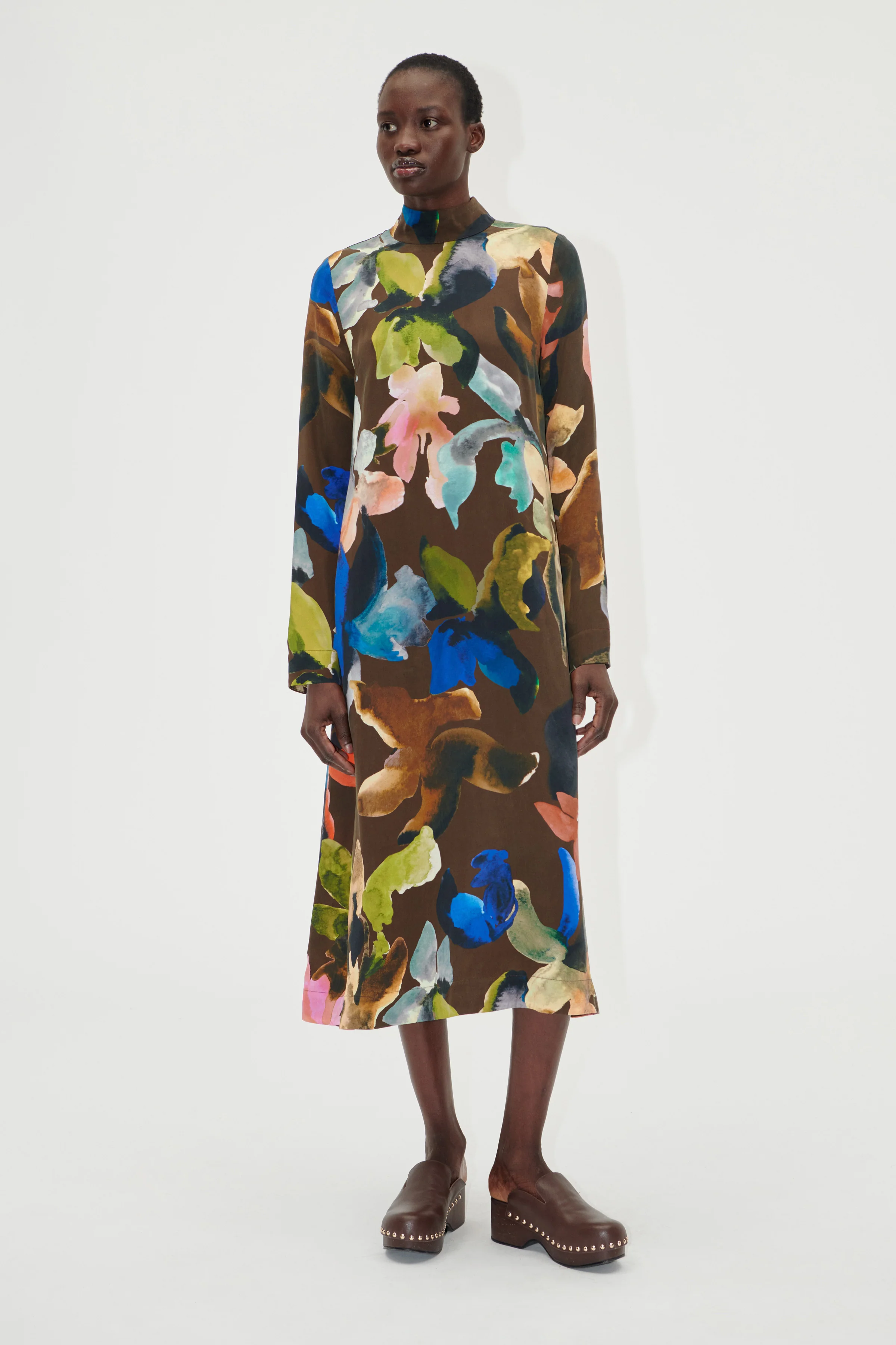 Long Sleeve Midi Dress - Aquarelle Garden - Image 3