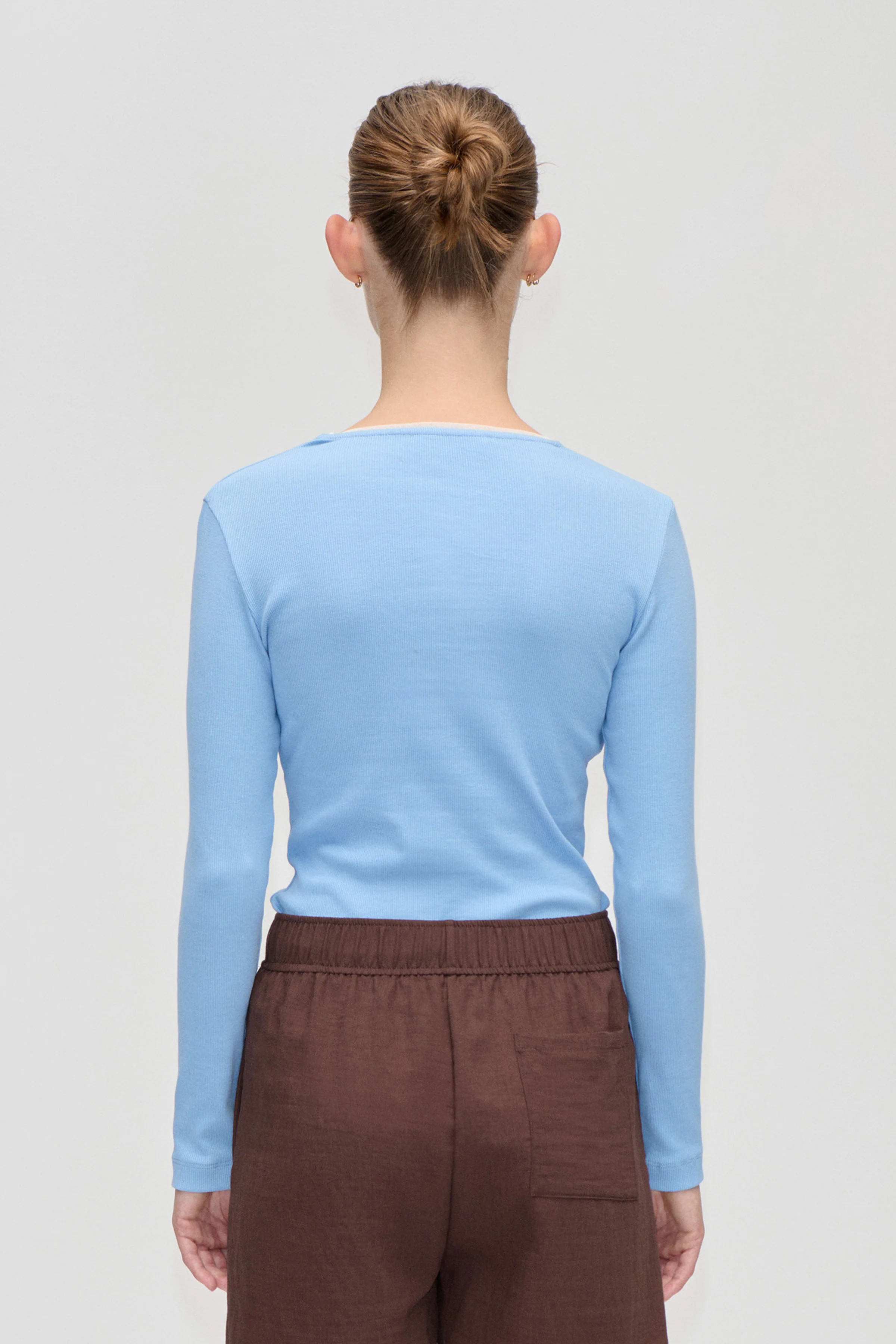 Long Sleeve Rib Top - Bel Air Blue - Image 2
