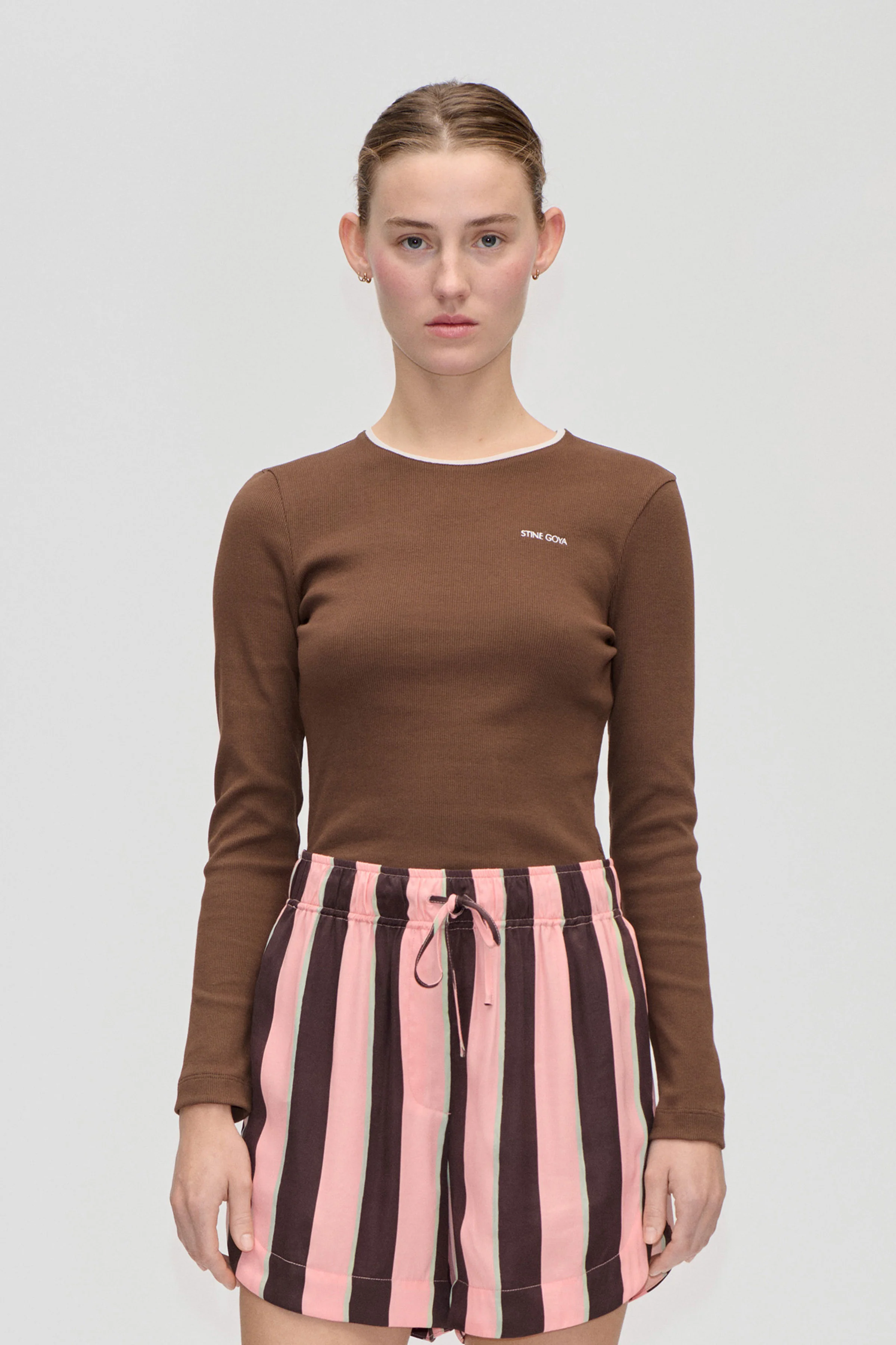 Long Sleeve Rib Top - Chicory Coffee