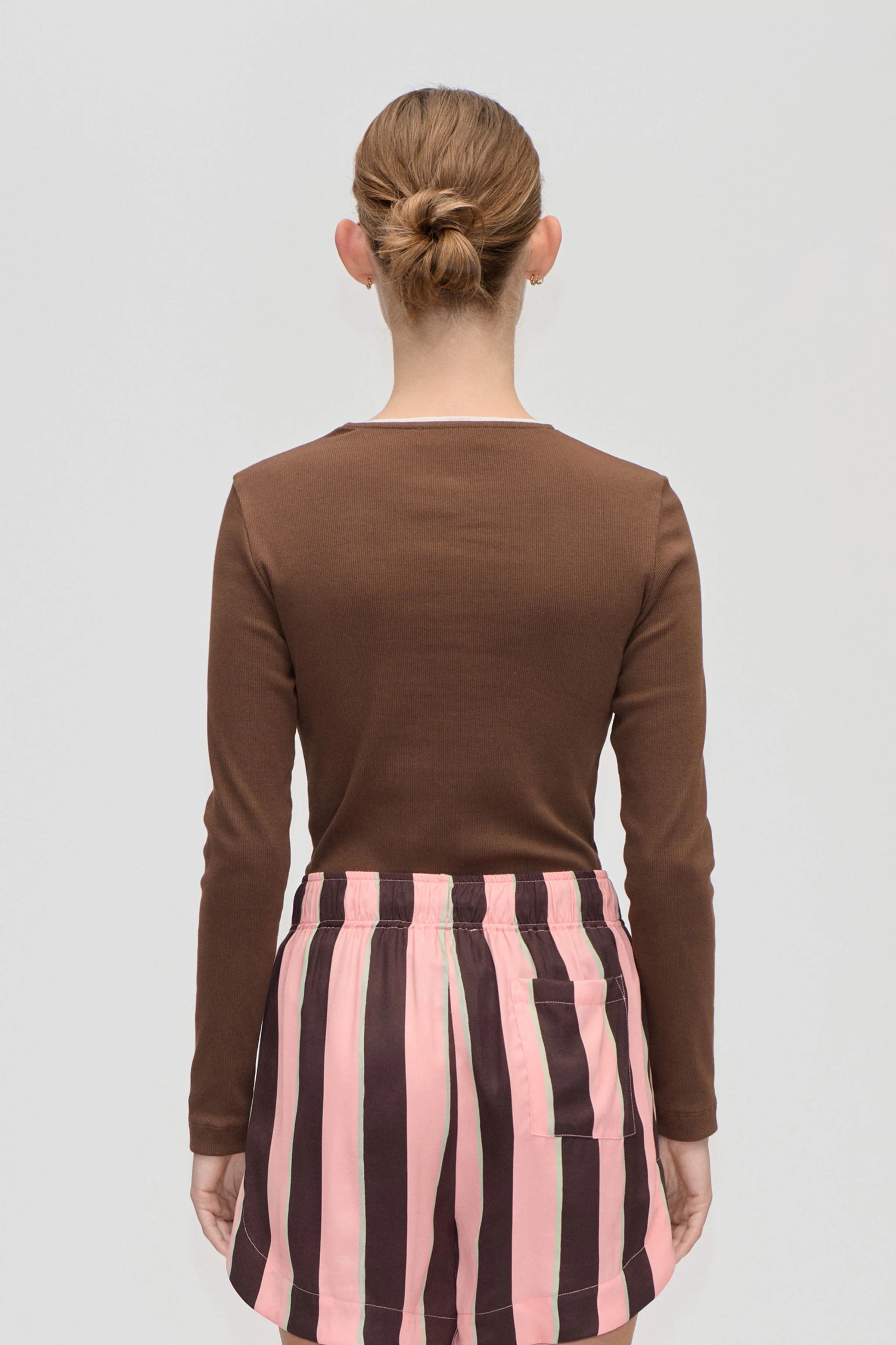 Long Sleeve Rib Top - Chicory Coffee - Image 2