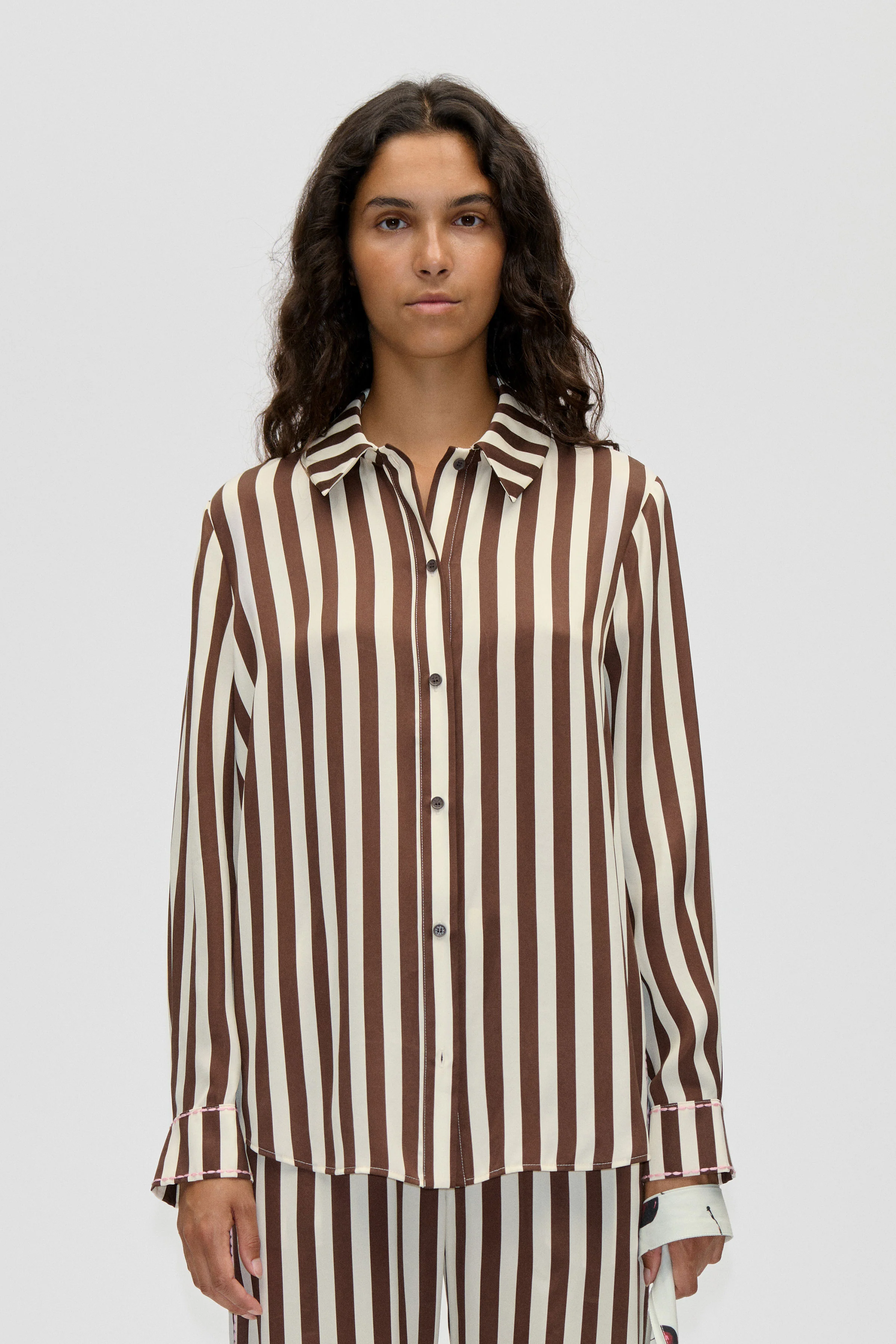 Long Sleeve Shirt - Ivory Stripes