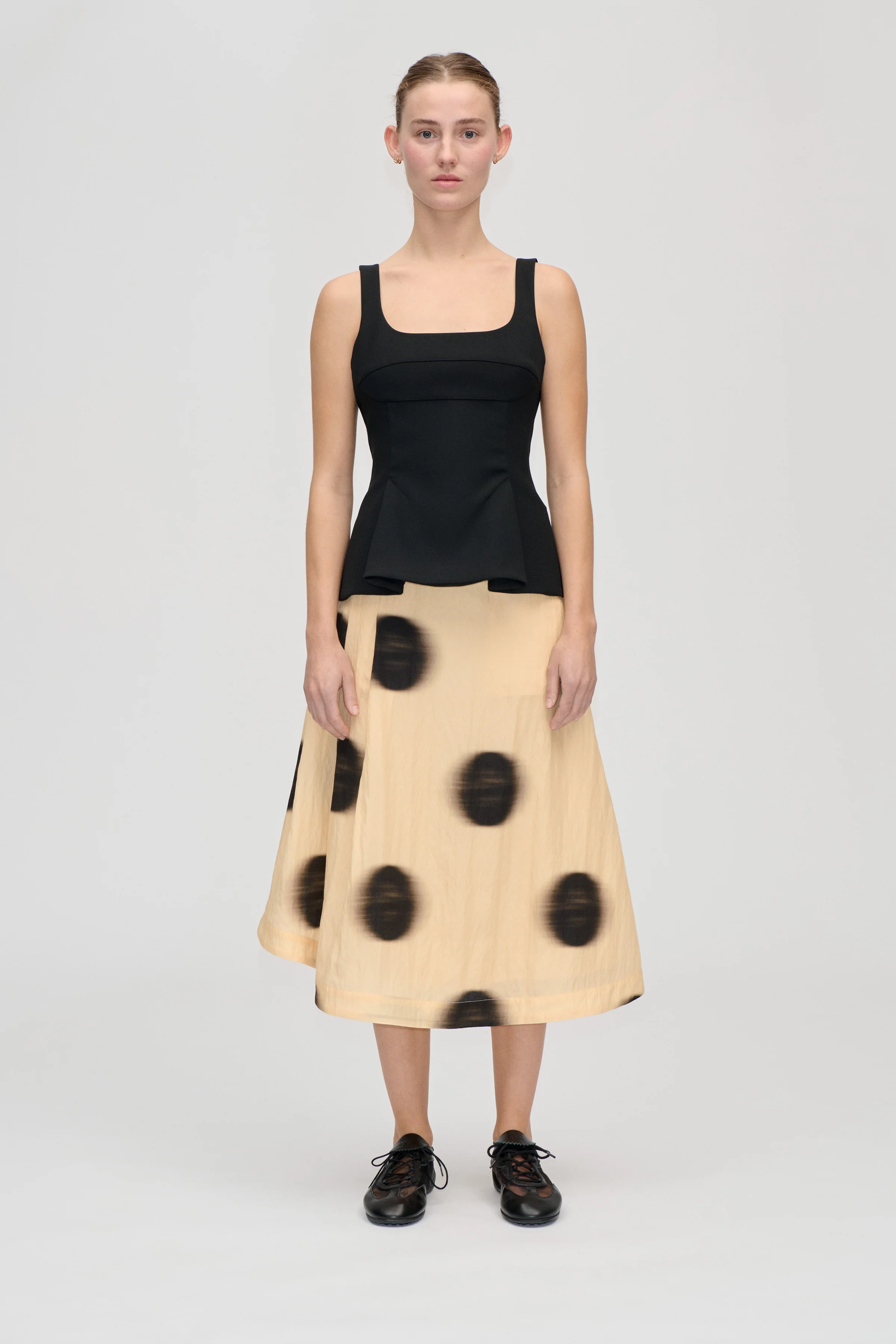 Pleated Midi Skirt - Dots in Motion