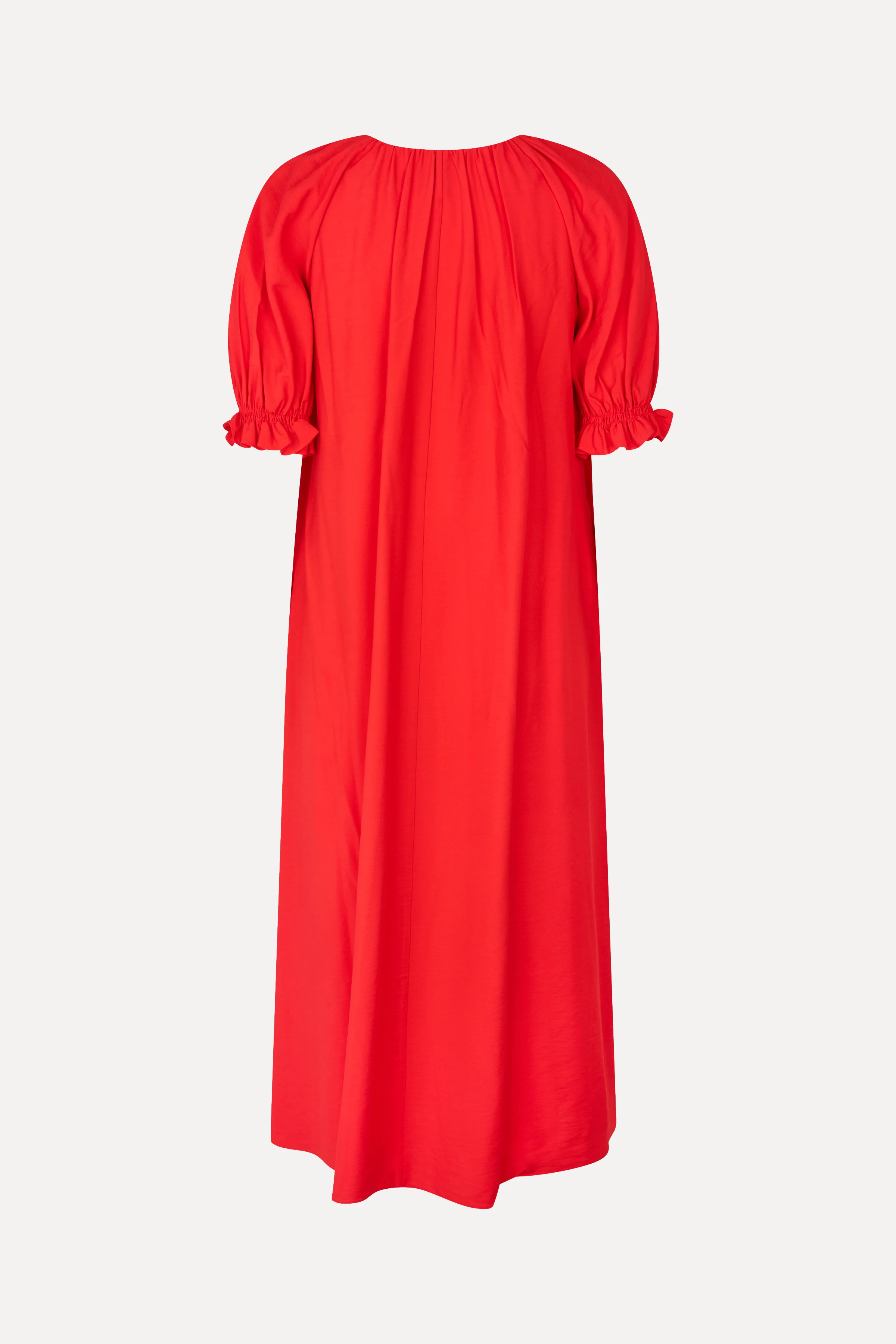 Puff Sleeve Detail Long Dress - Fiery Red - Image 4