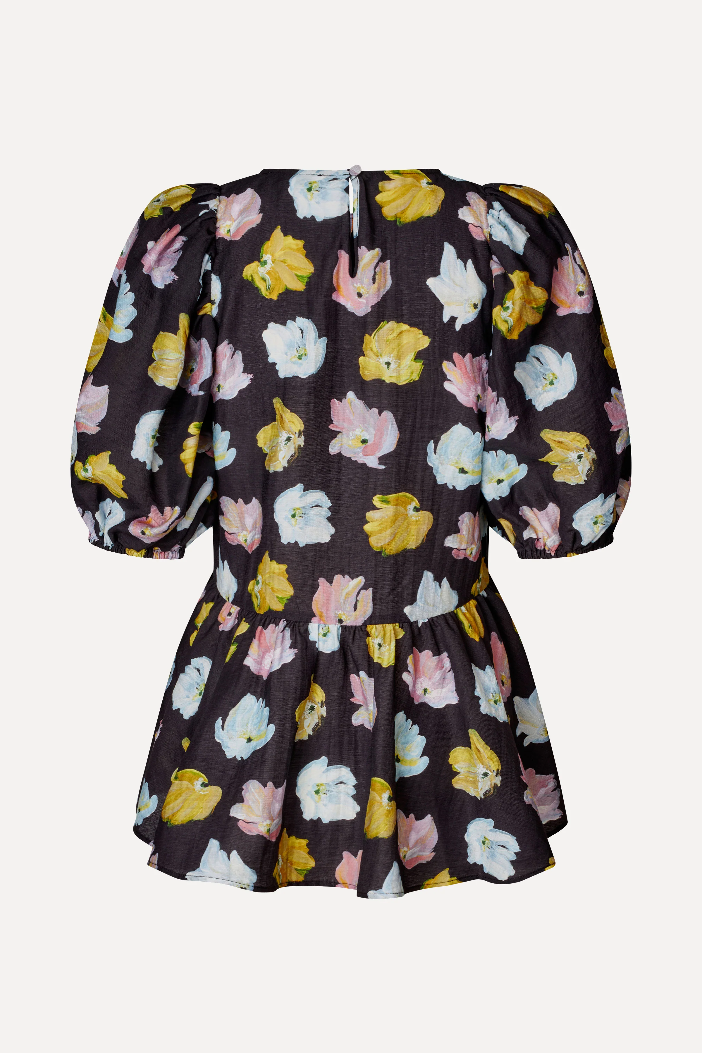 Puff Sleeve Peplum Top - Morgensol Poppies - Image 3