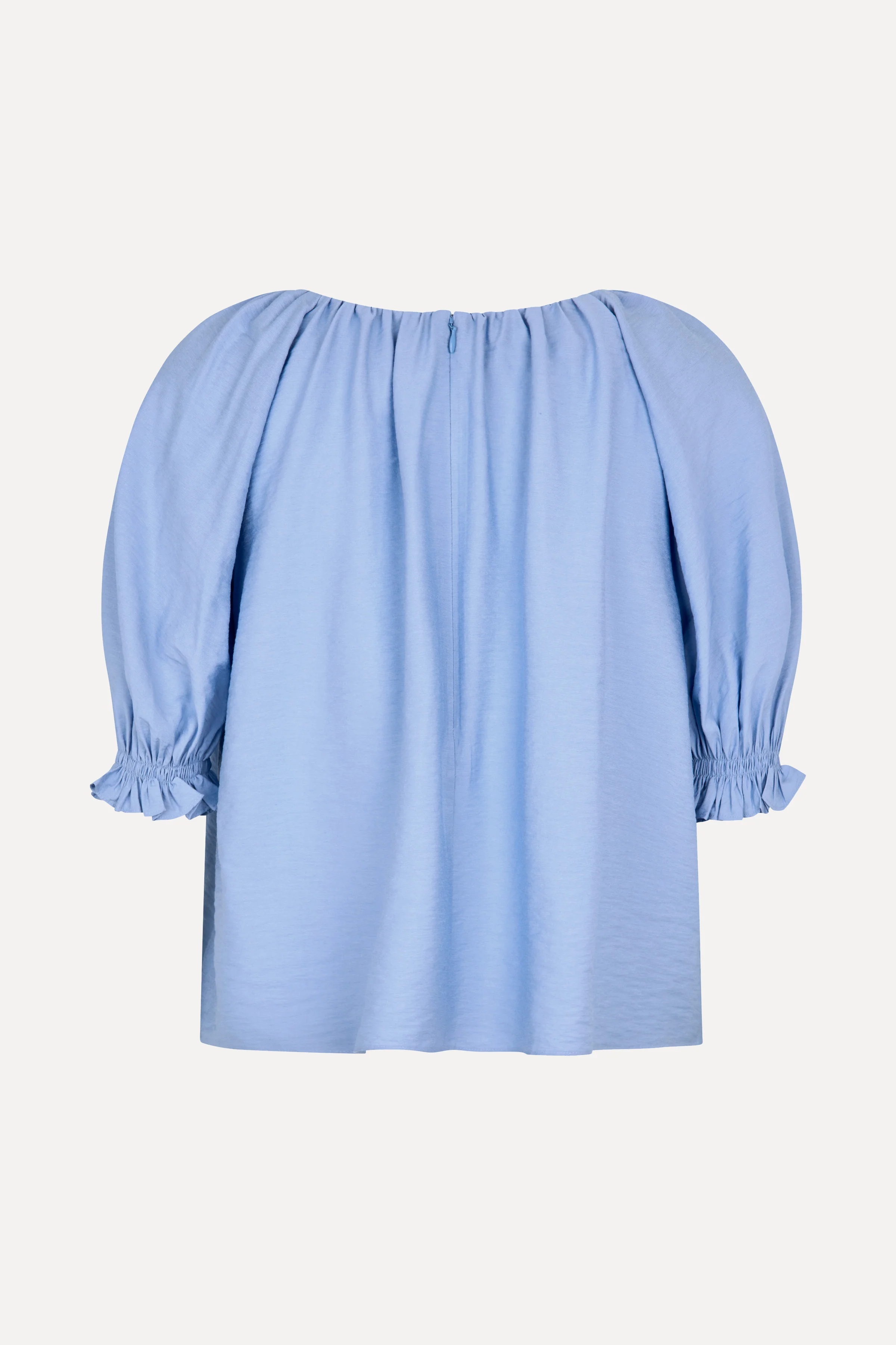 Puff Sleeve Top With Flower Details - Bel Air Blue - Image 4