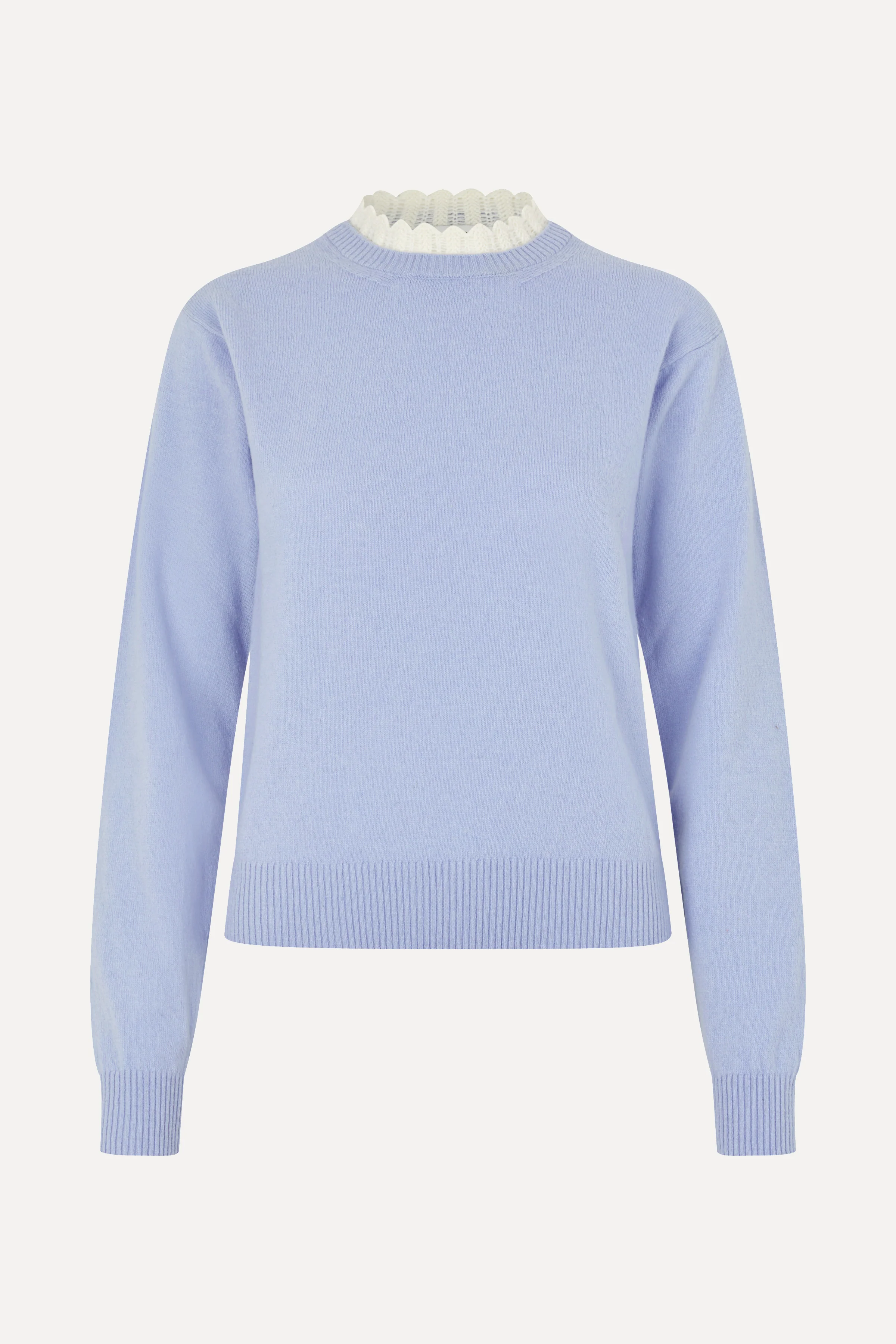 Ruffled Crewneck Sweater - Light Blue - Image 3