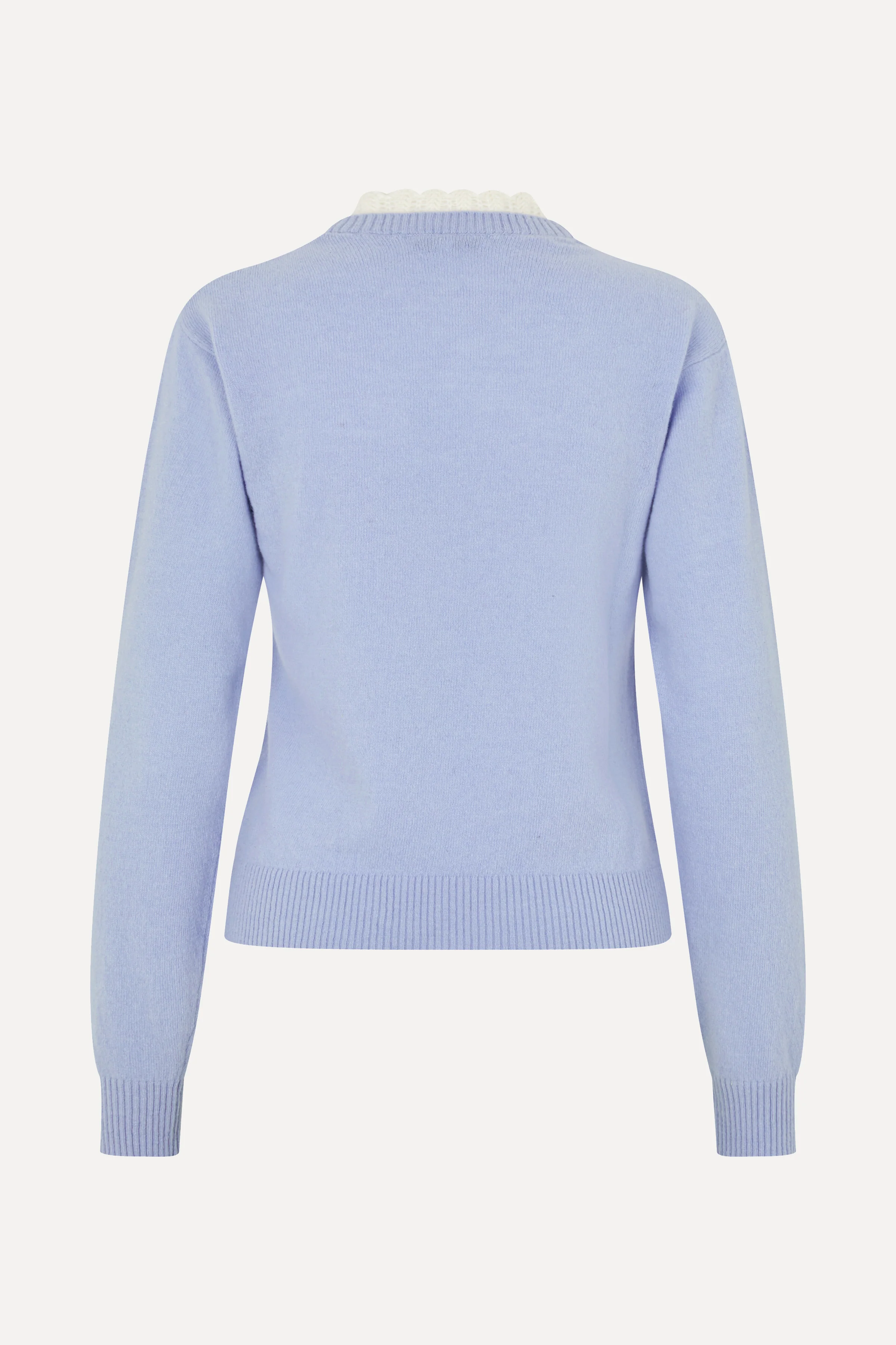 Ruffled Crewneck Sweater - Light Blue - Image 4