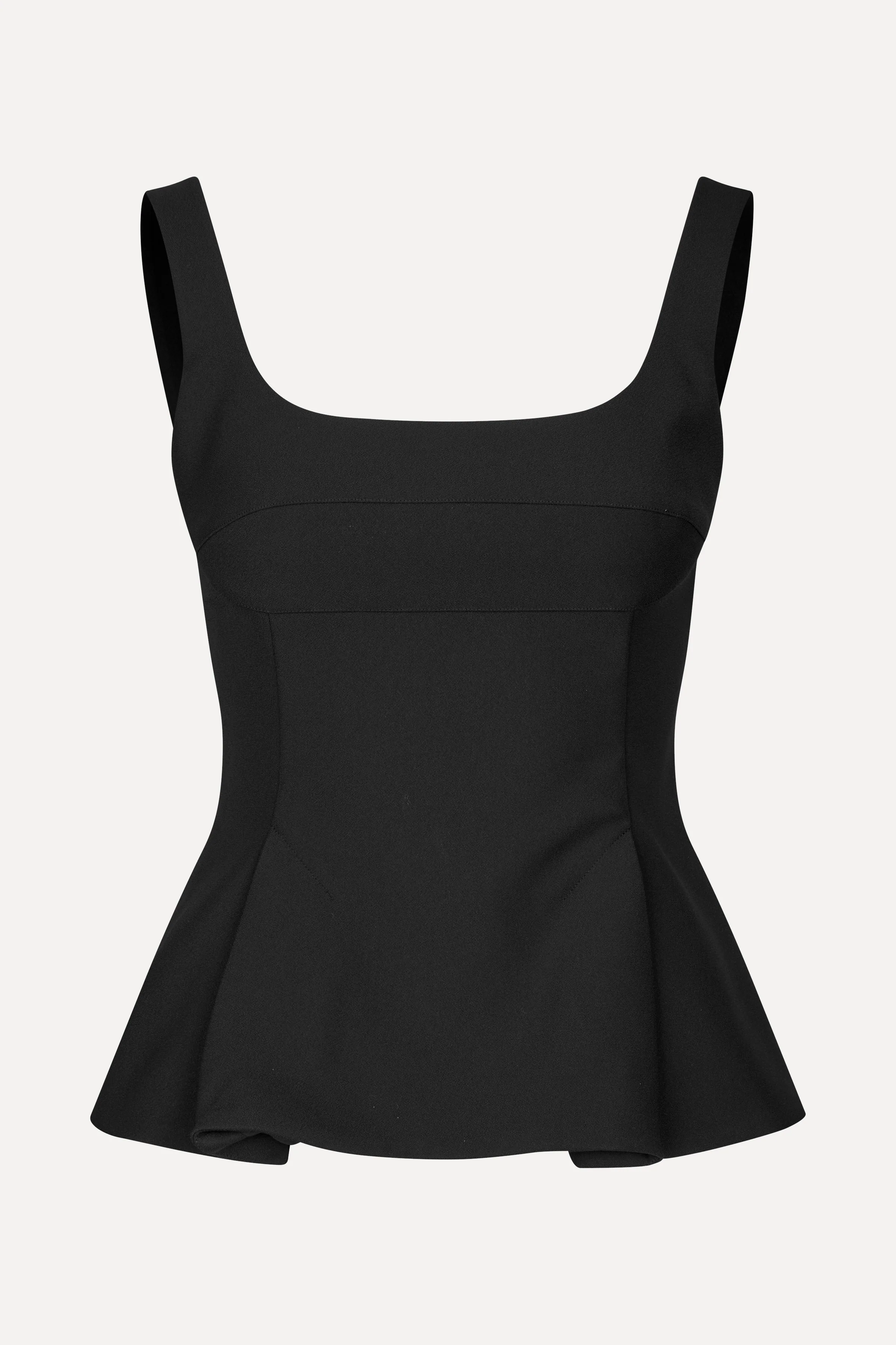 Sleeveless Fitted Waist Top - Black - Image 3