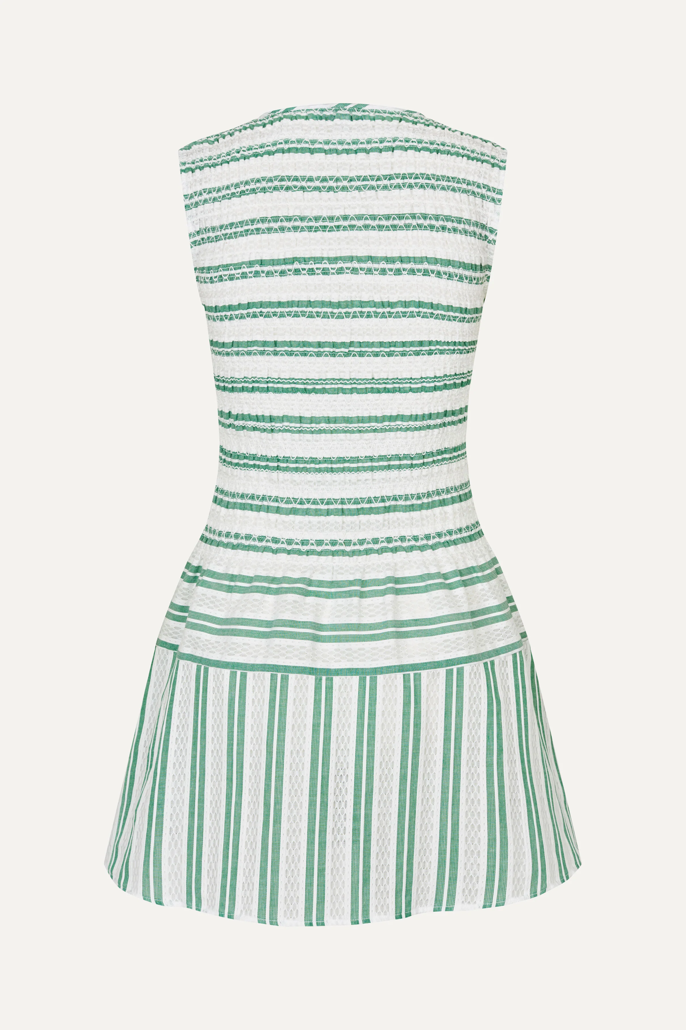 Sleeveless Smocked Short Dress - Smocked Stripes - Image 4