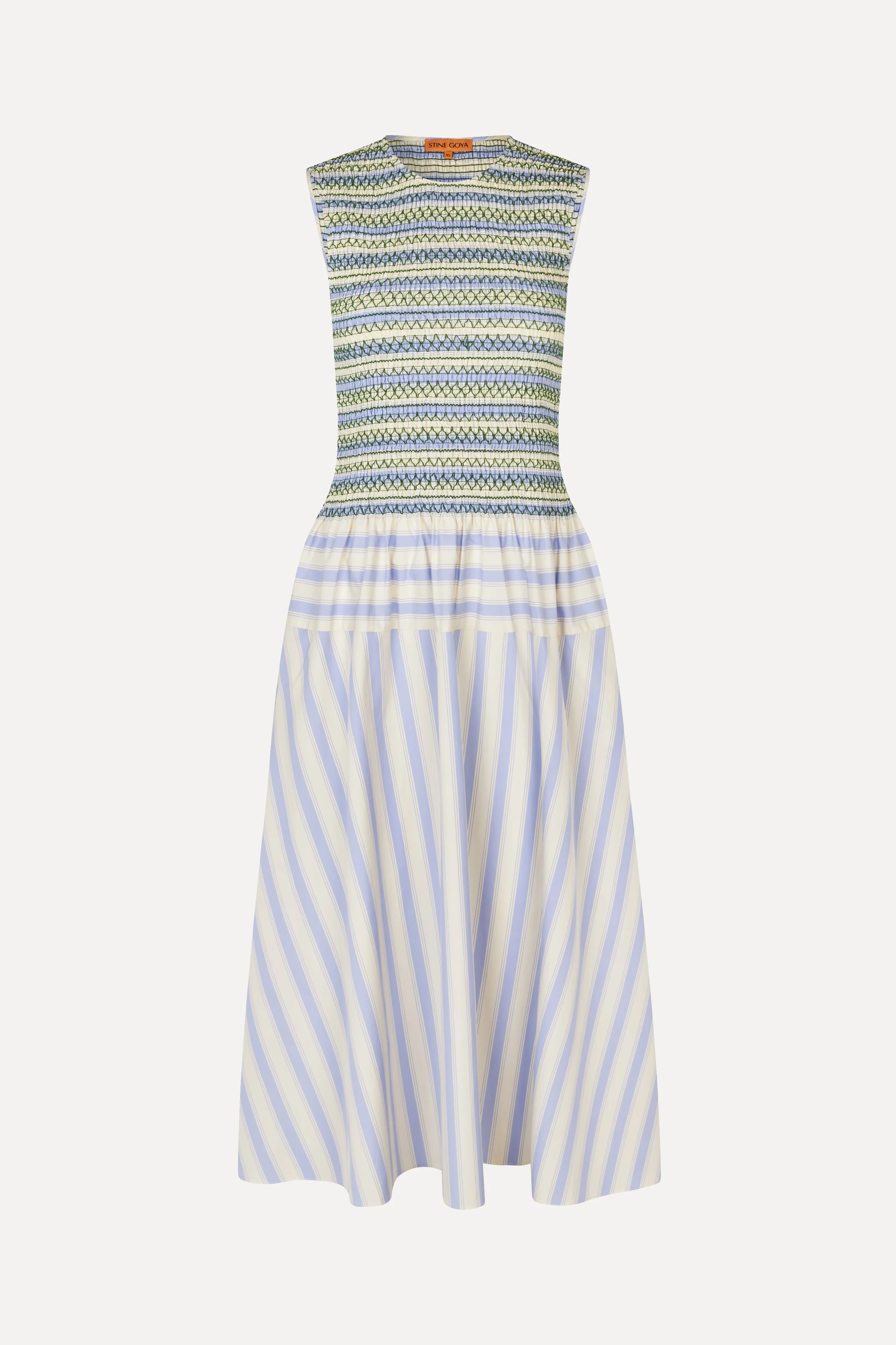 Smocked Gathered Tank Dress - Pastel Stripes