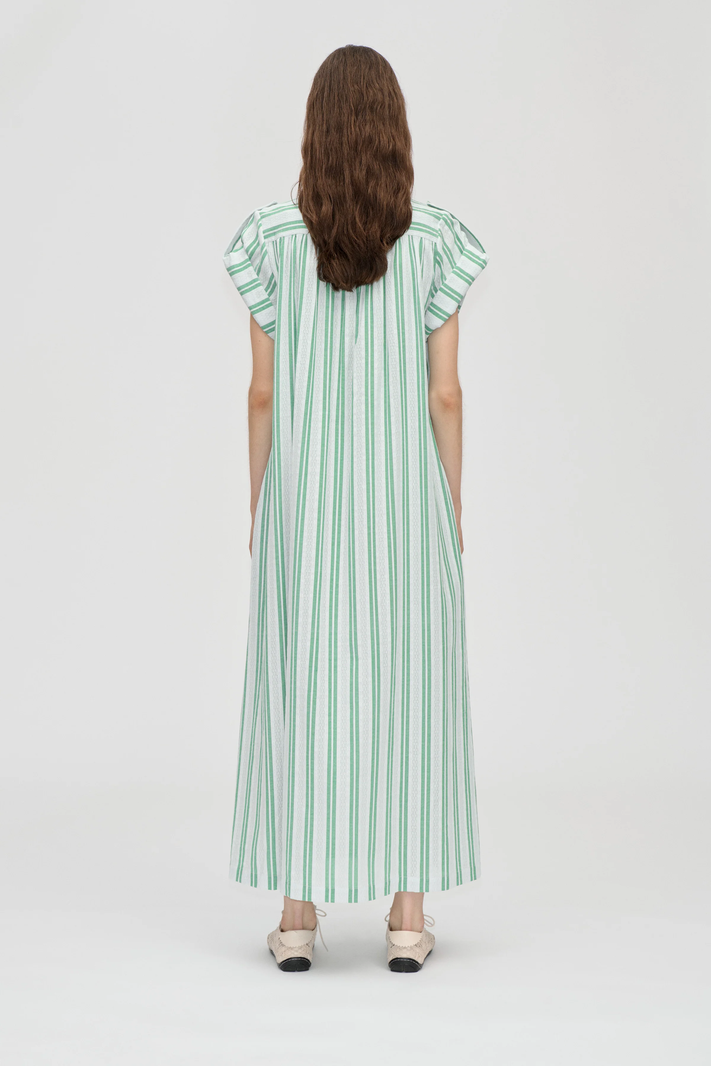 Smocked Tunic Long Dress - Smocked Stripes - Image 3