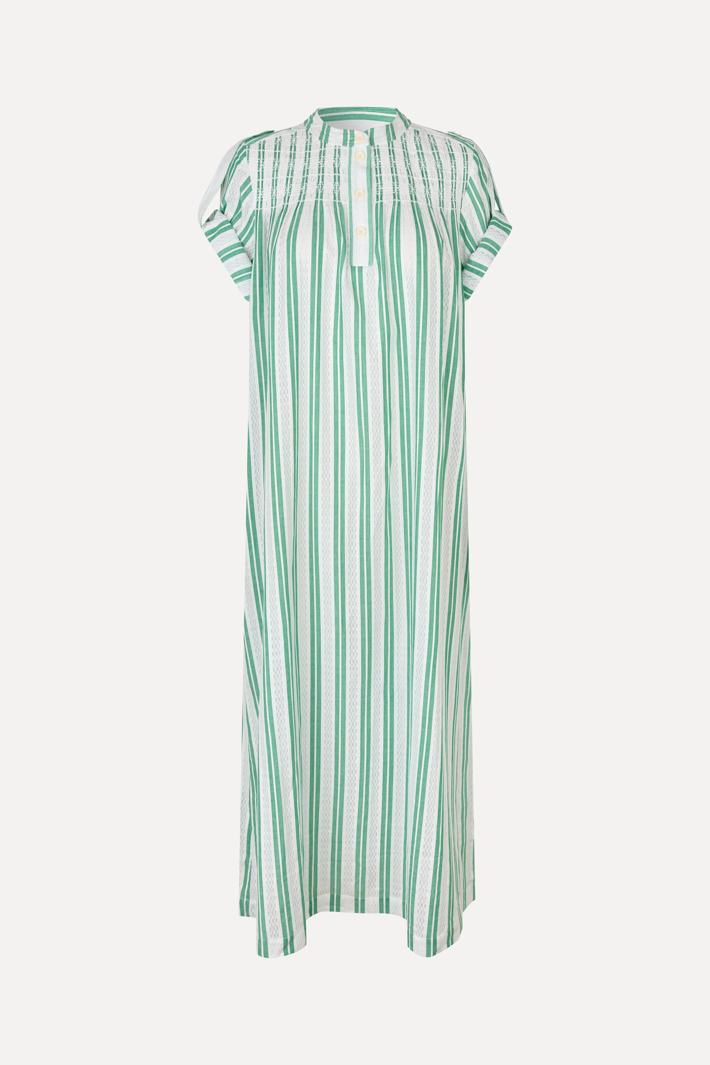 Smocked Tunic Long Dress - Smocked Stripes - Image 4