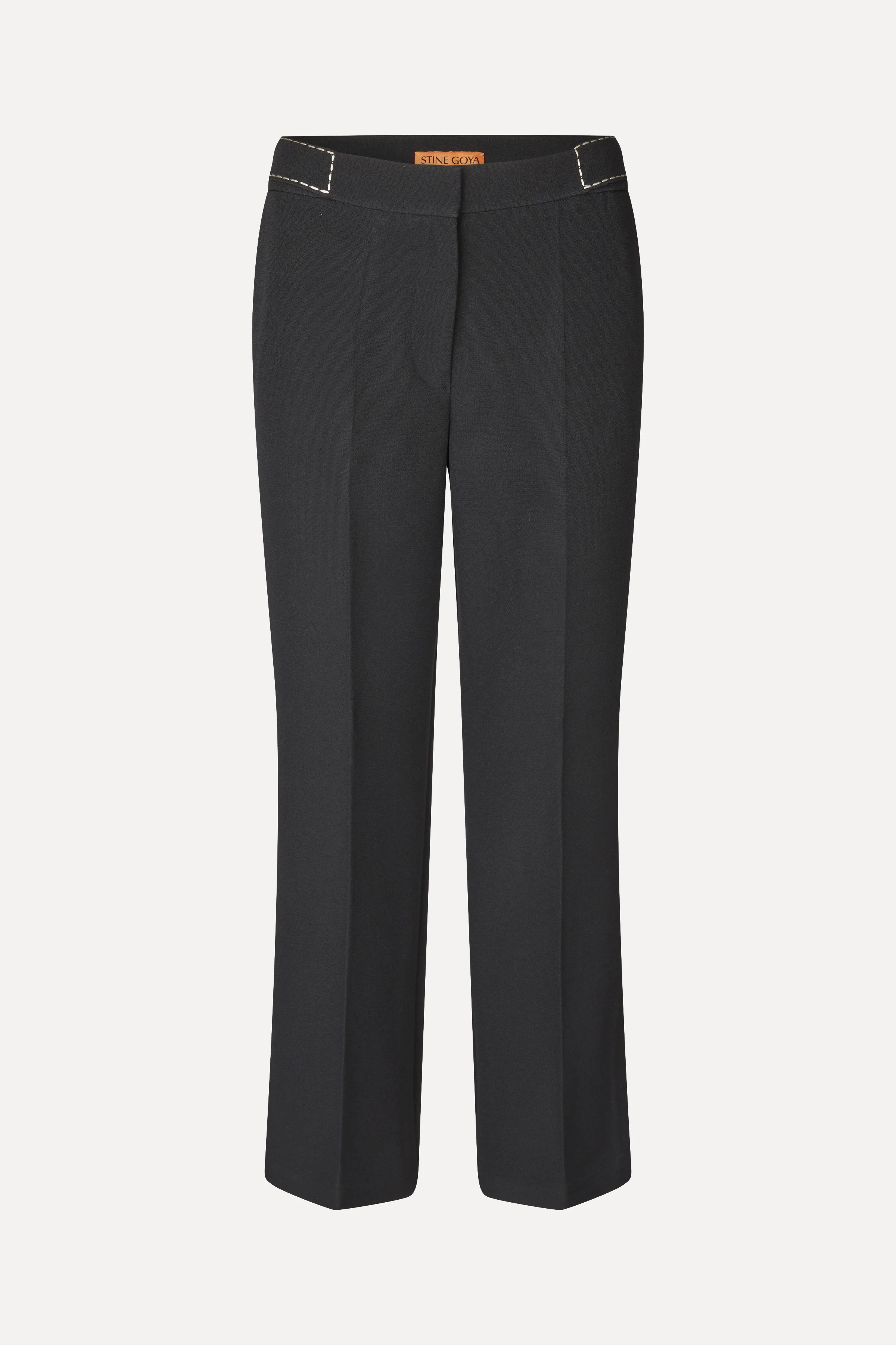Straight Cropped Pants w/Slit - Jet Black