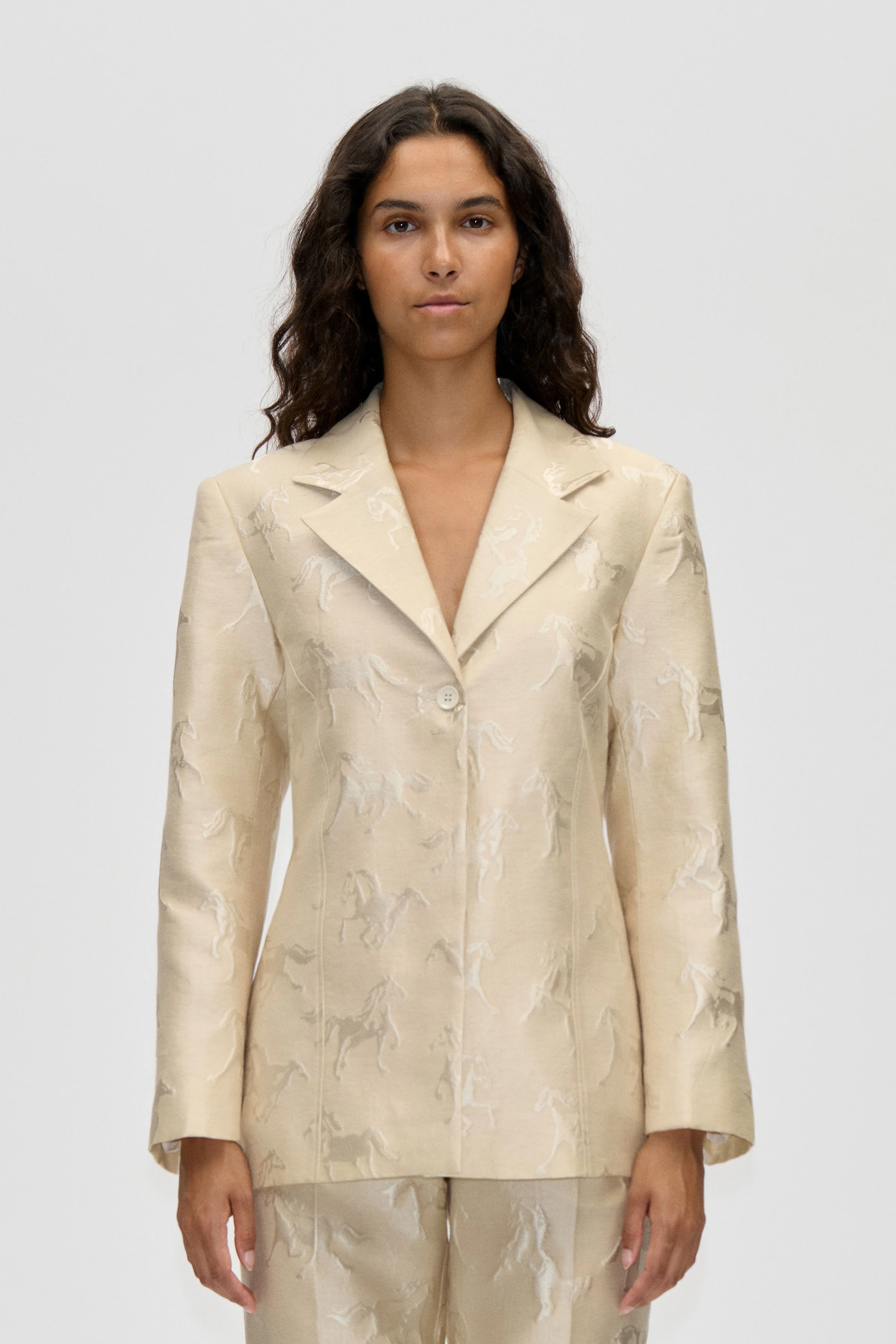 Structured Single-Breasted Jacket - Porcelain Cream