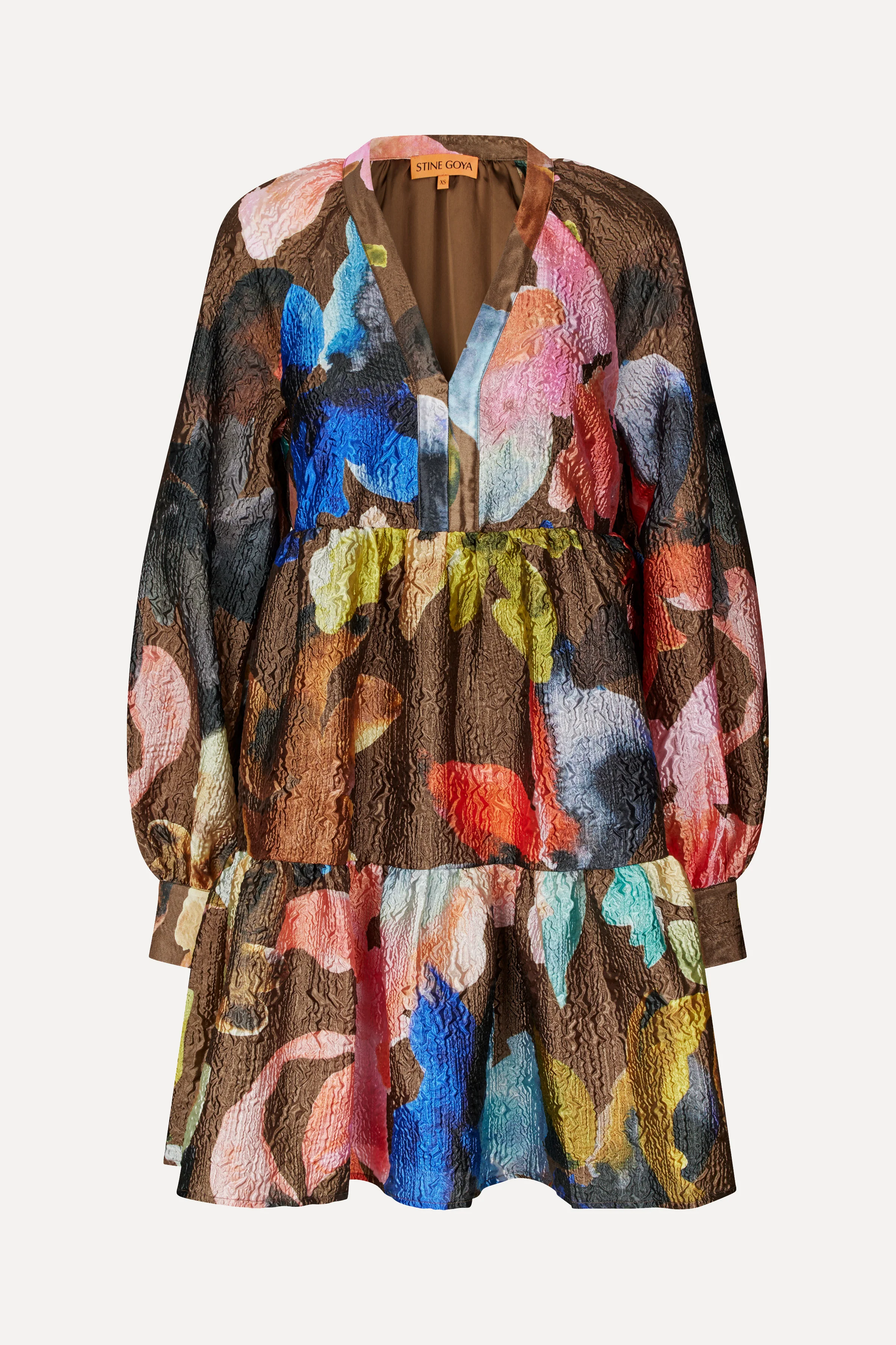 Tier Voluminous Mini Dress - Aquarelle Garden