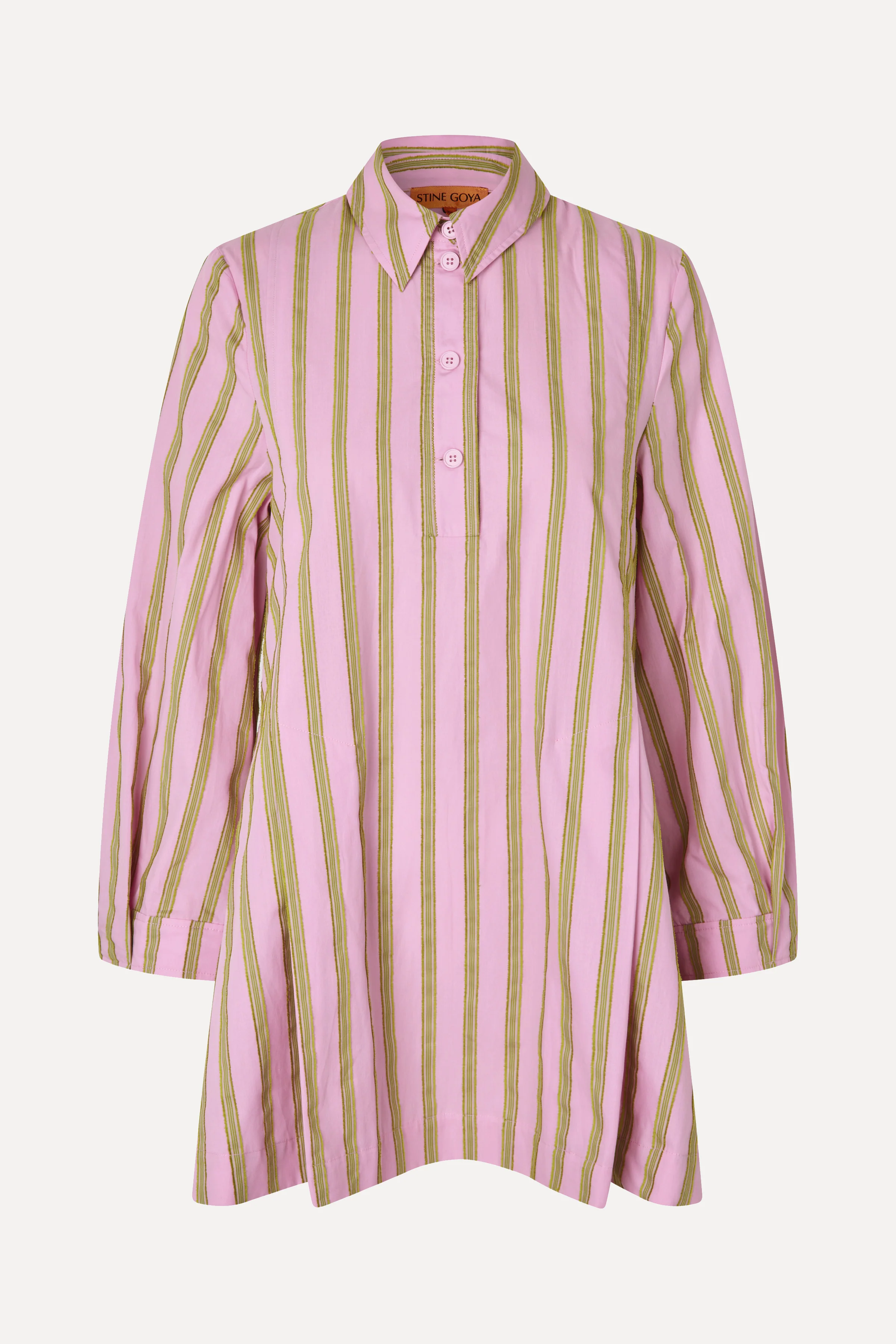 Tuck Sleeve Tunic Dress - Wallpaper Stripes