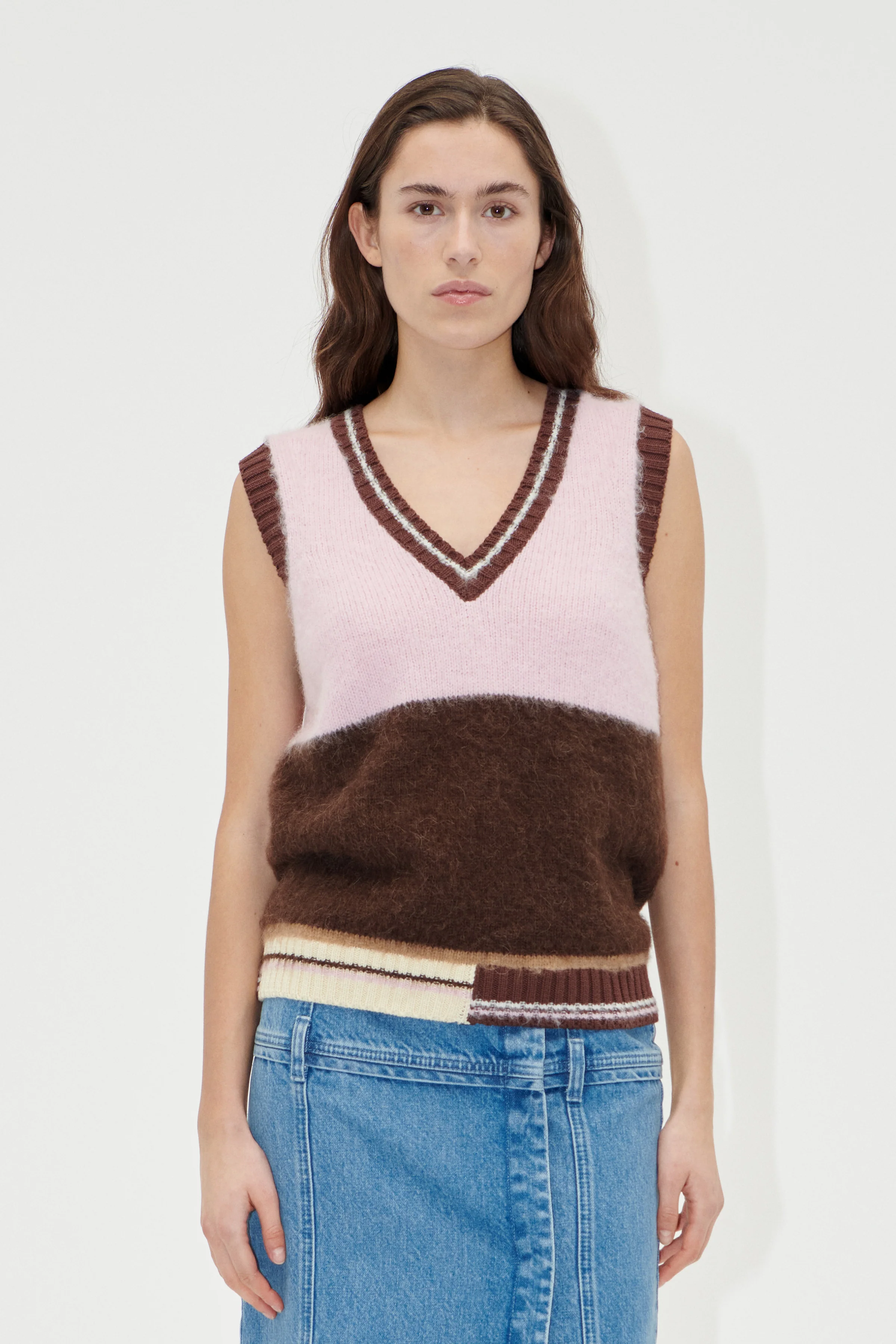 V Neckline Vest - Multi Stripes - Image 3