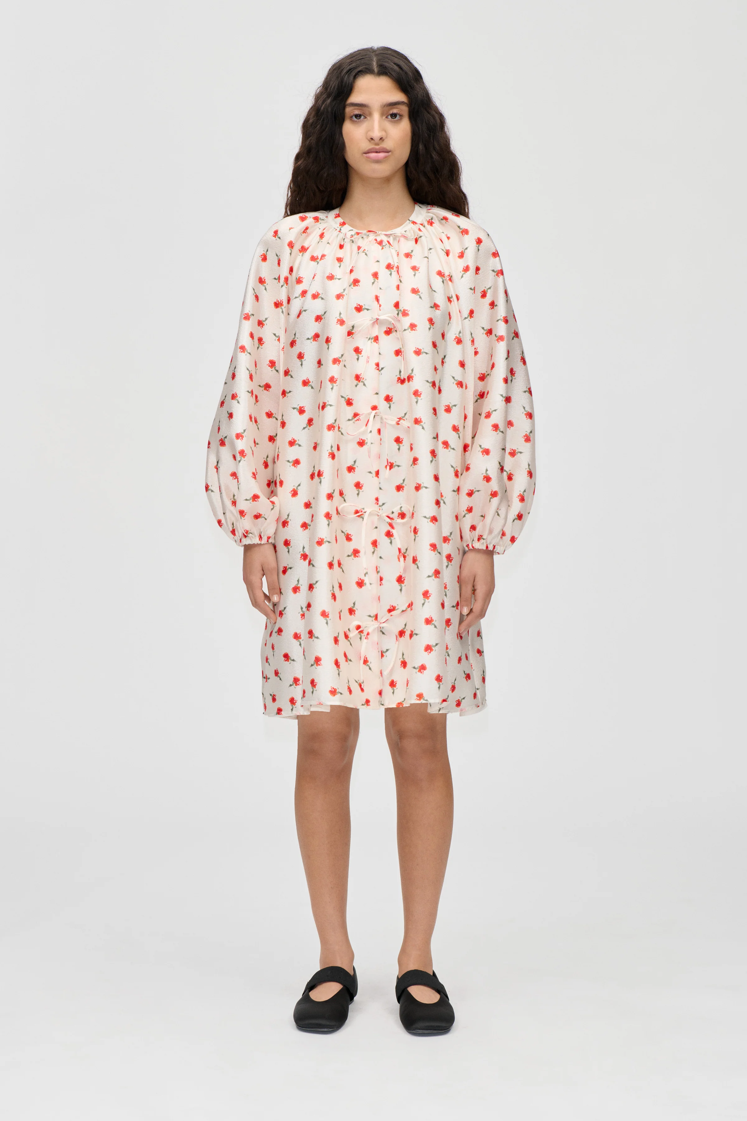 Voluminous Bow Dress - Ditzy Petunia
