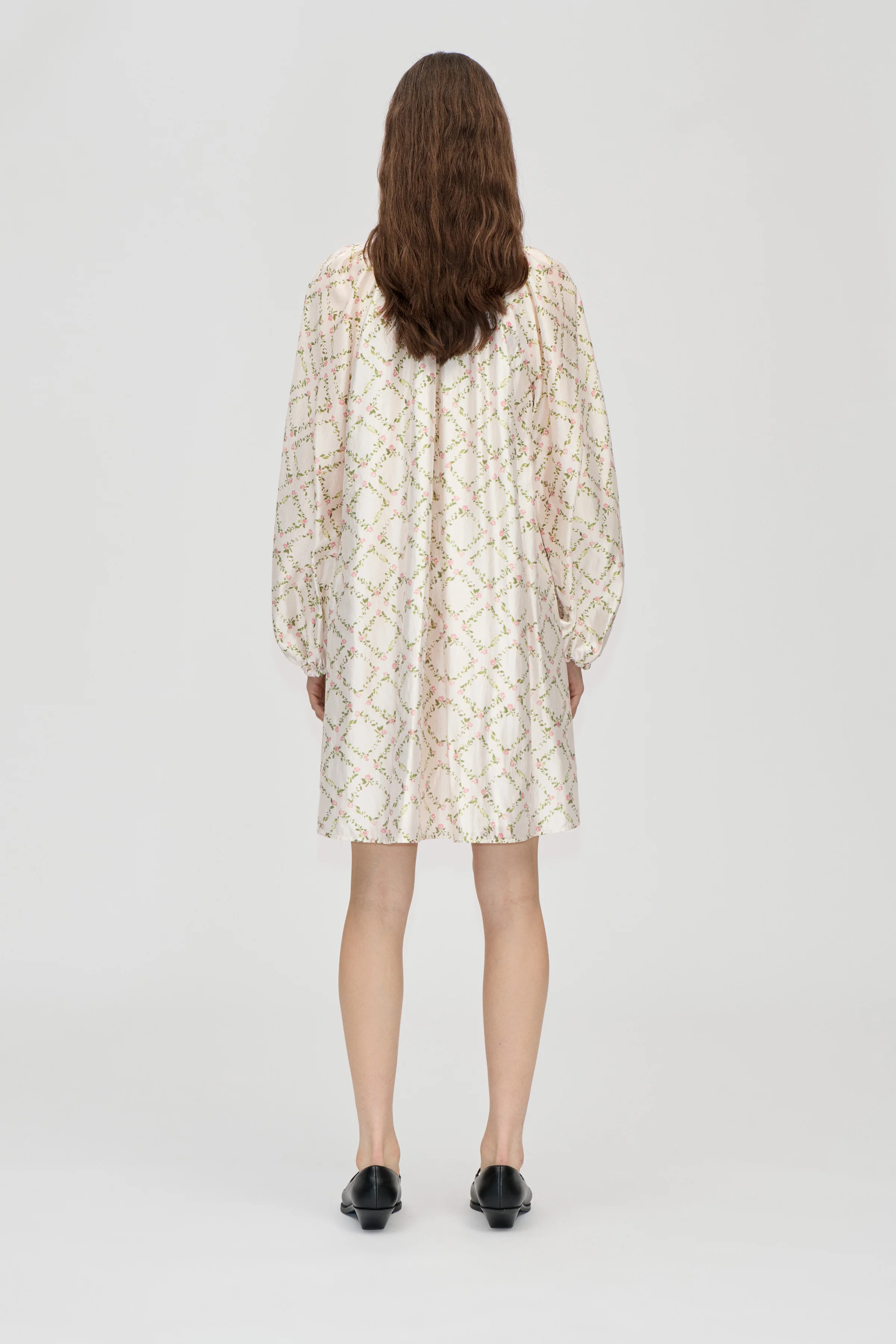 Voluminous Bow Dress - Sakura Check Pink - Image 2