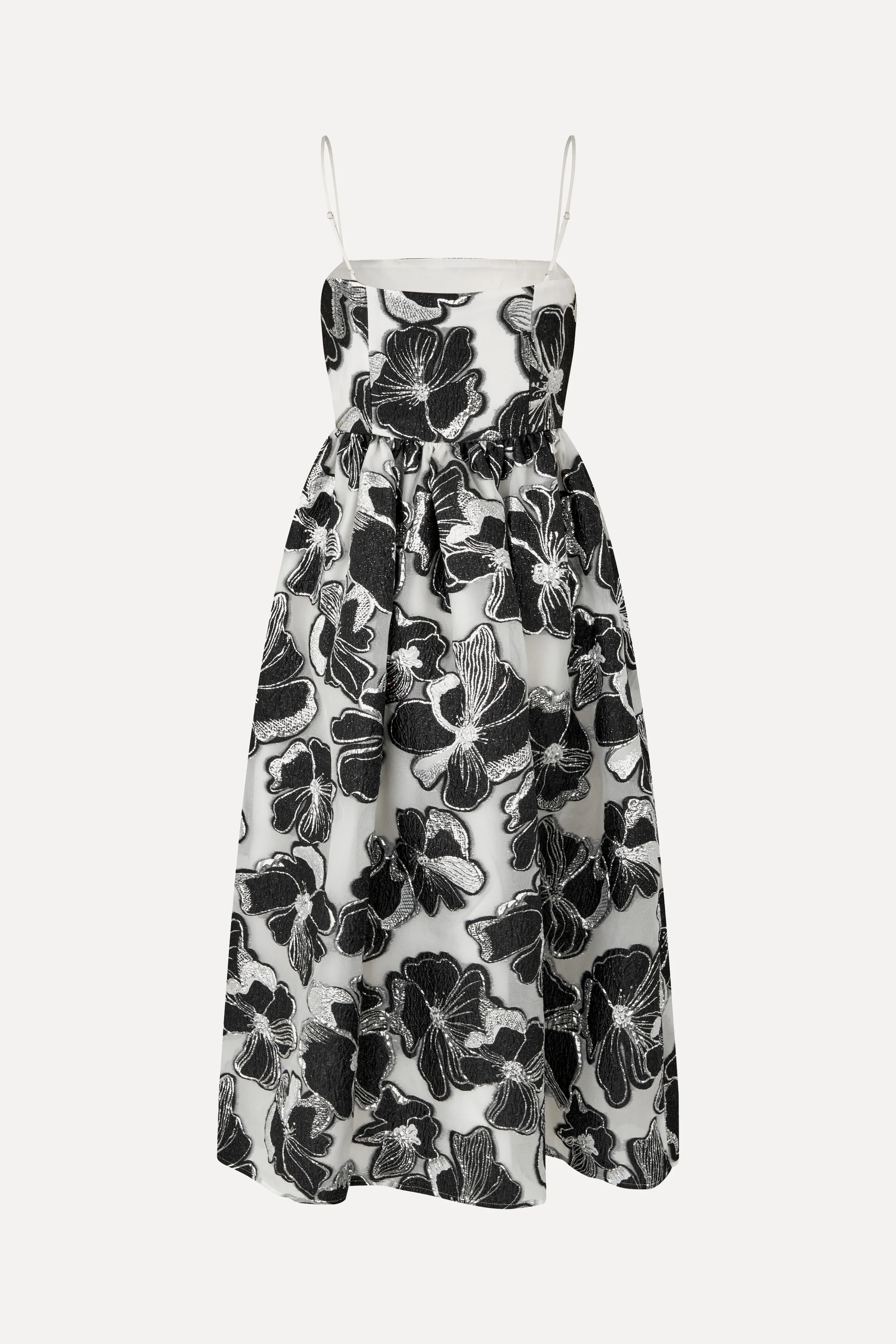 Voluminous Gathered Midi Dress - Anemone Jacquard - Image 2