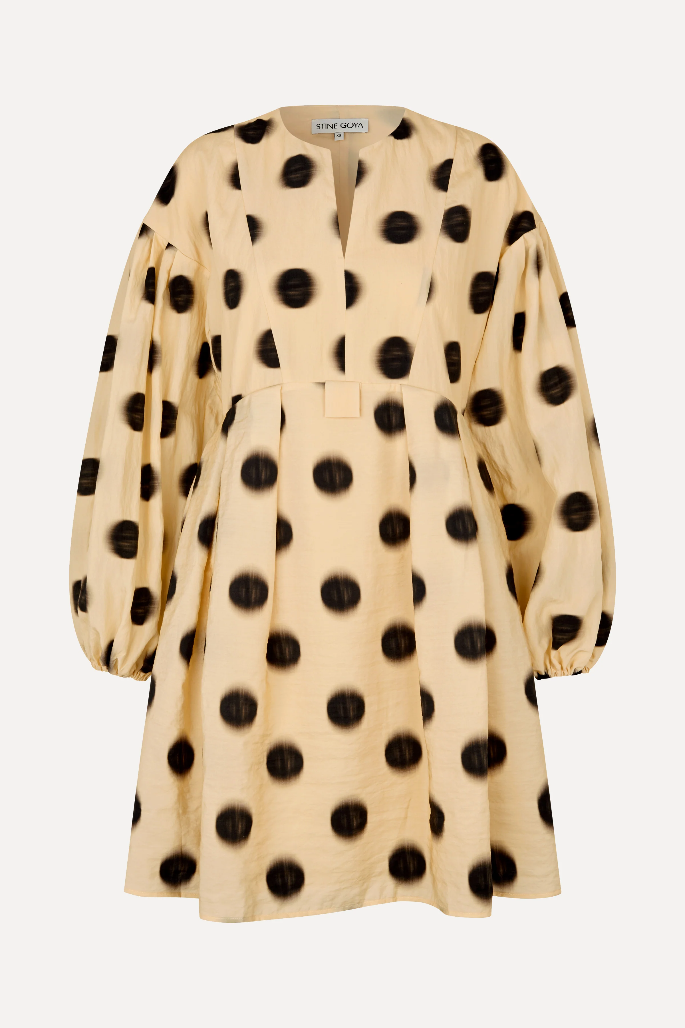 Voluminous Long Sleeve Mini Dress - Dots in Motion - Image 3