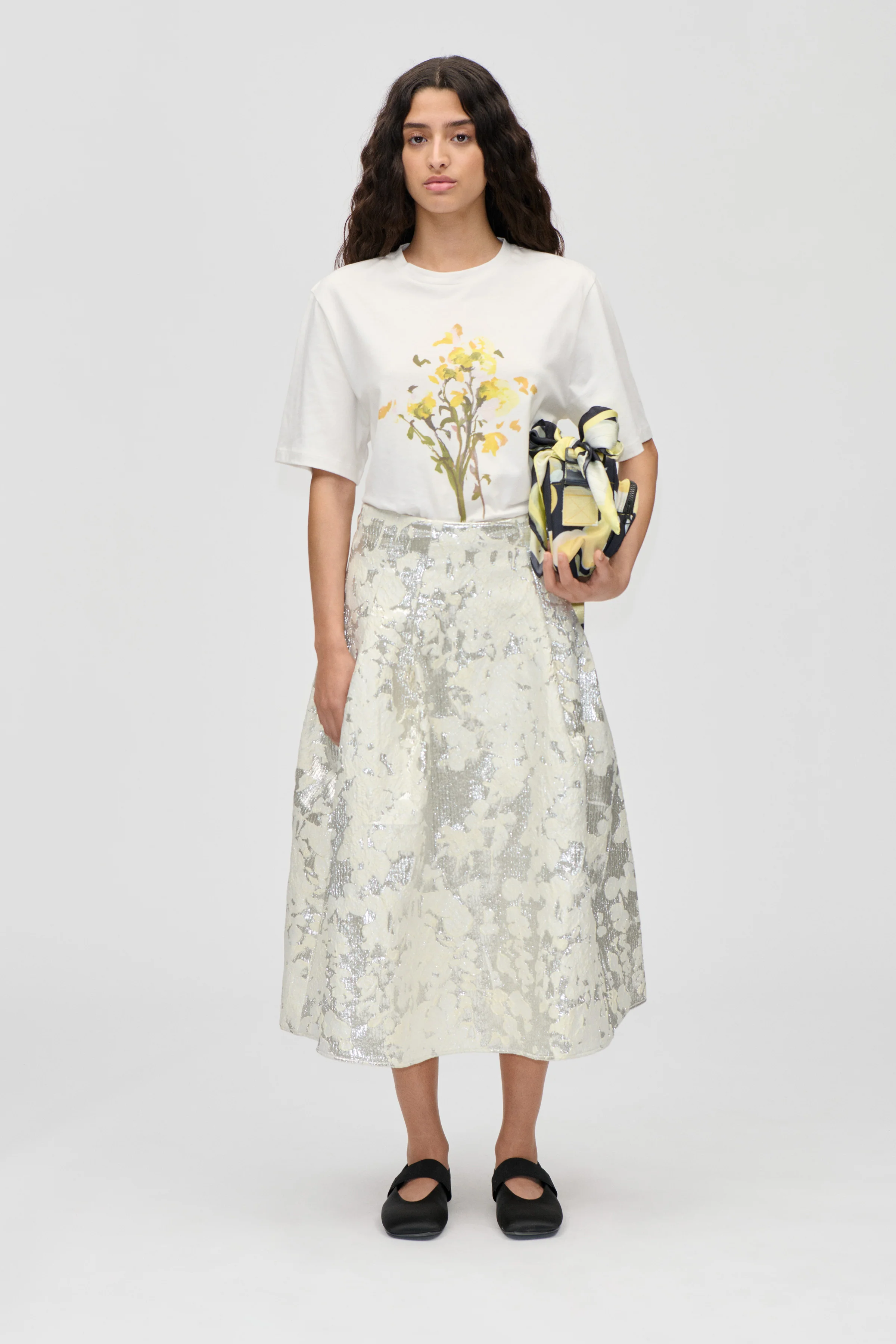 Voluminous Midi Skirt - Lurex Garden
