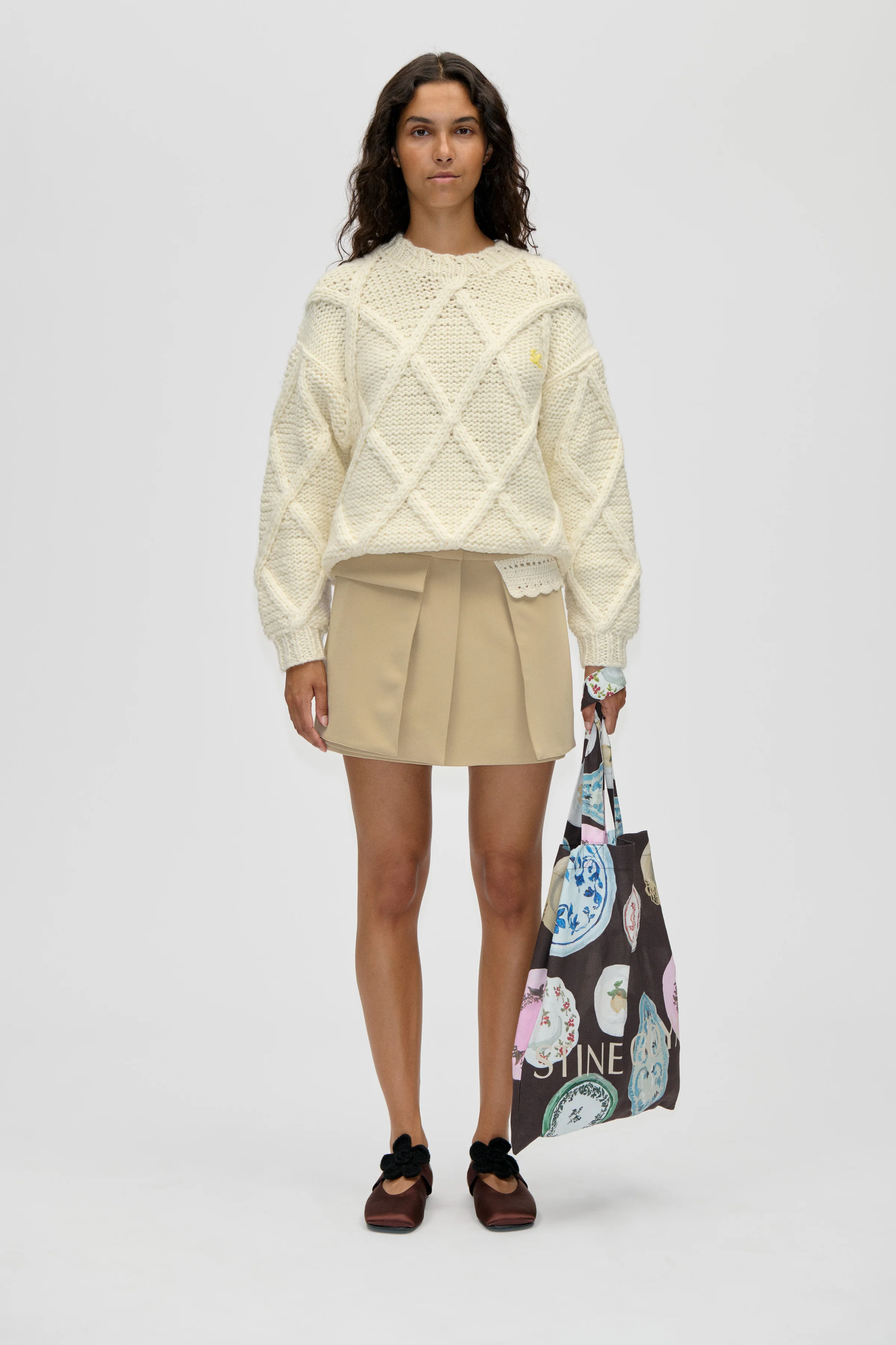 Waistbelt Mini Skirt - Ecru