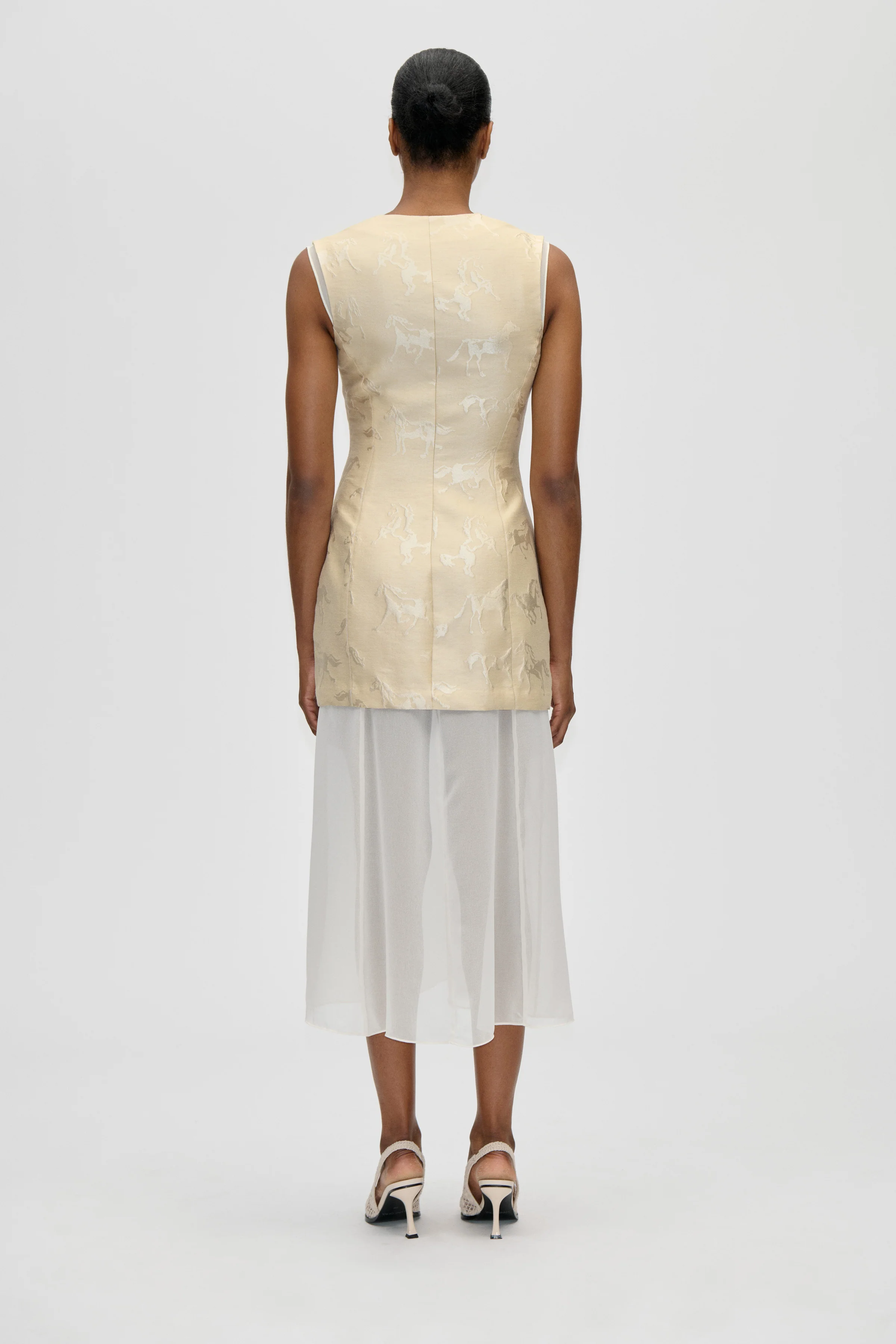 Waistcoat Tailored Midi Dress - Porcelain Cream - Image 2