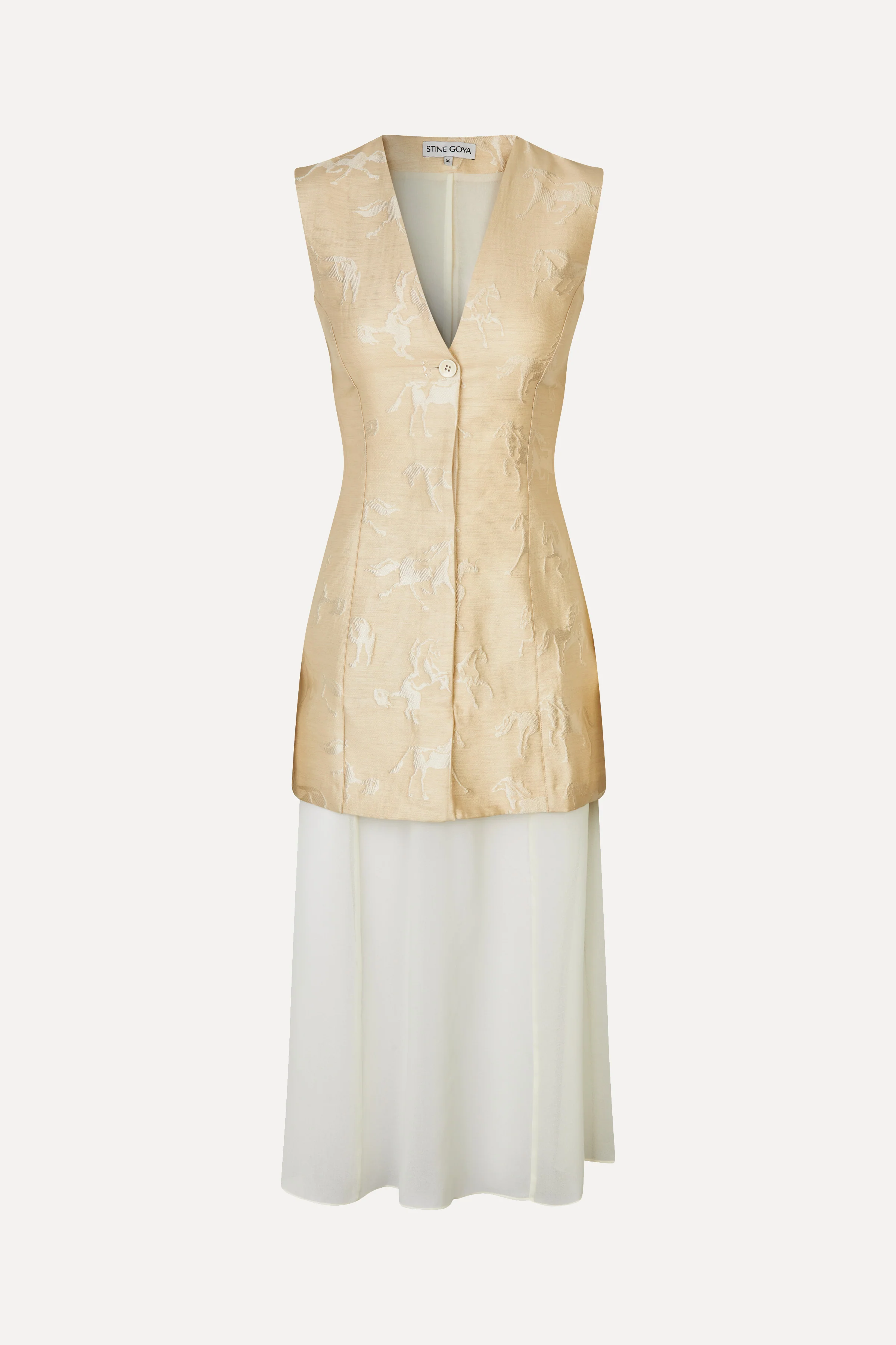 Waistcoat Tailored Midi Dress - Porcelain Cream - Image 3