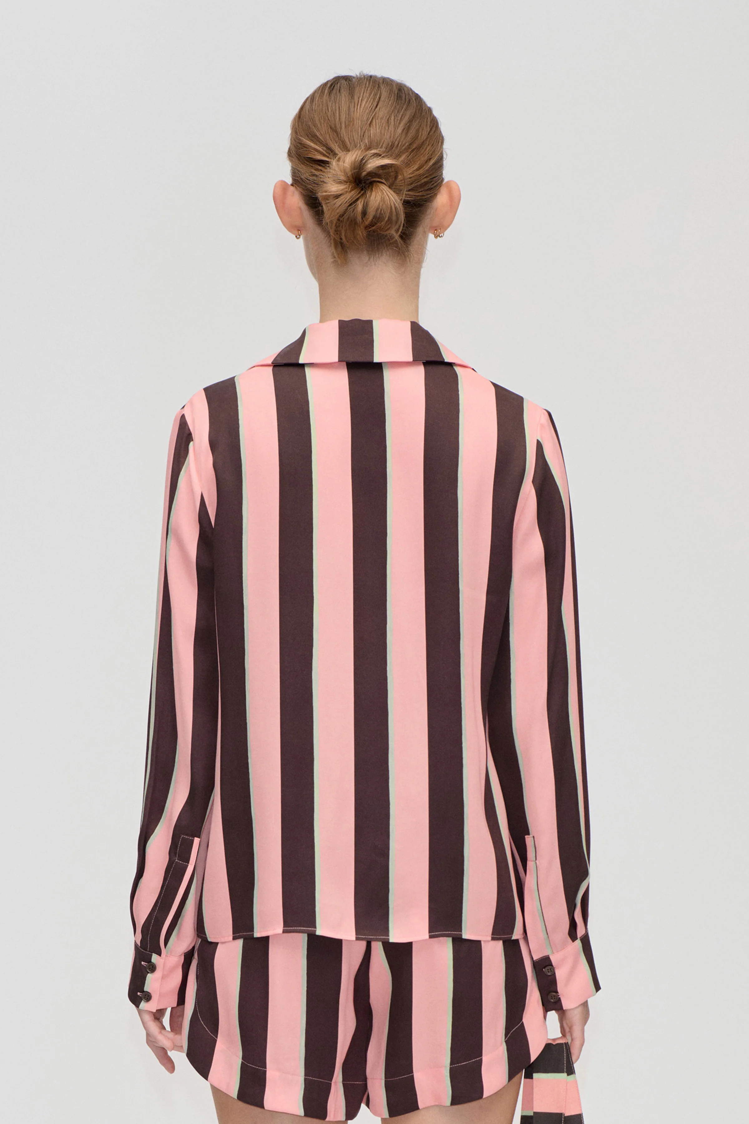 Wide Point Collar Shirt - Rosewood Mint Stripes - Image 2