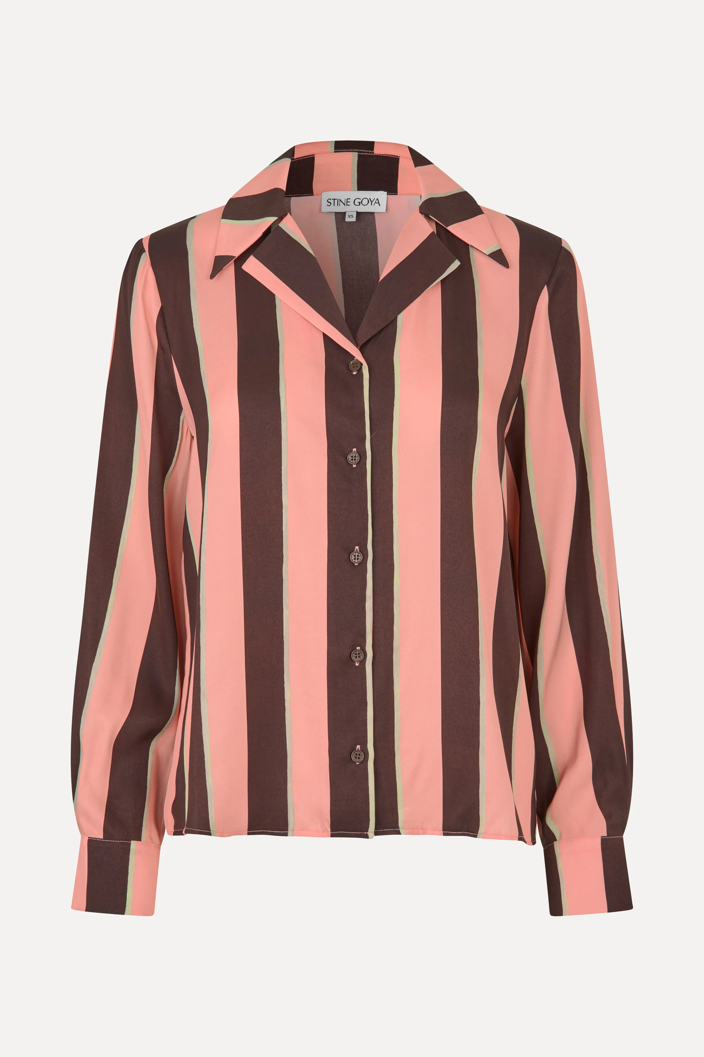 Wide Point Collar Shirt - Rosewood Mint Stripes - Image 3