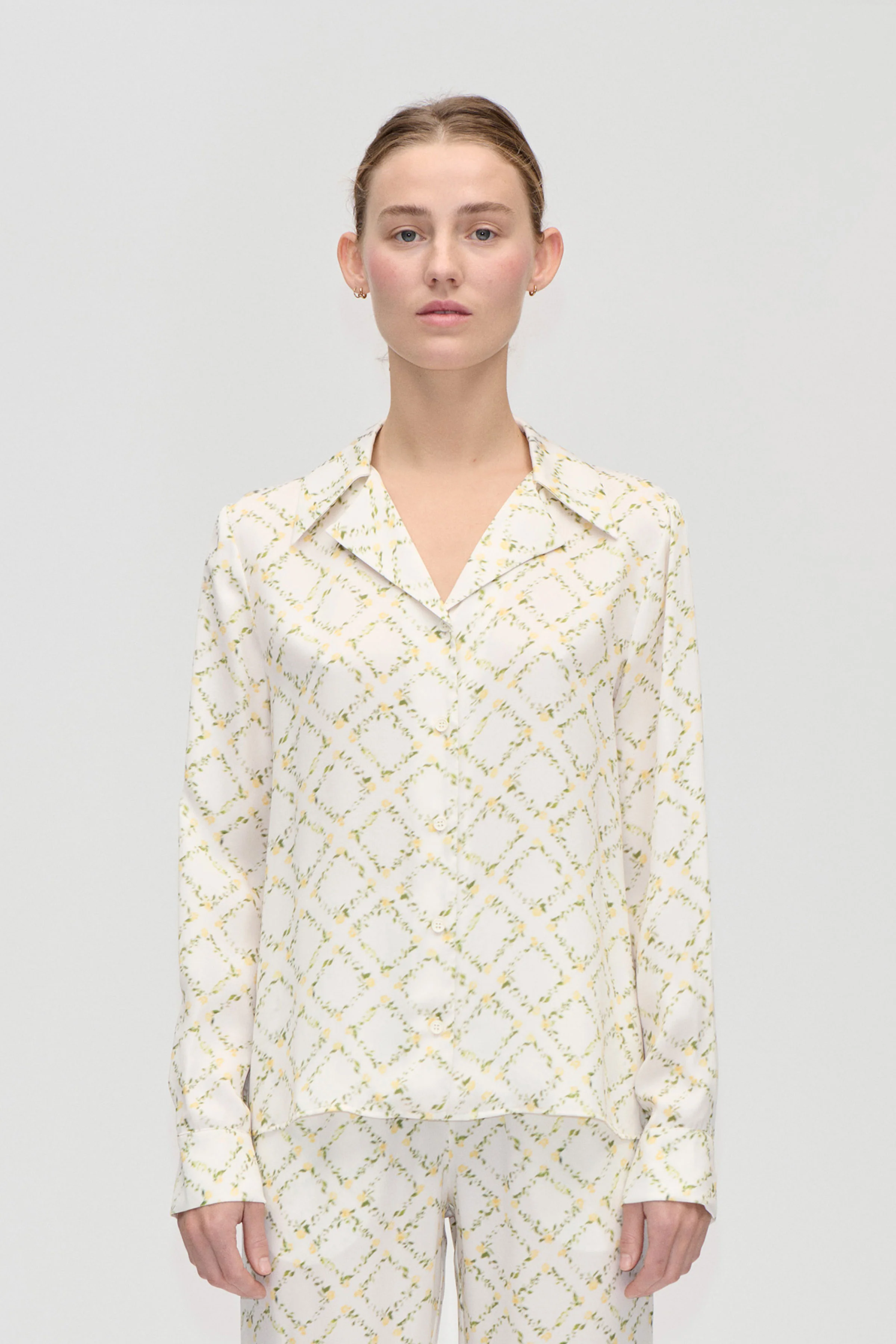 Wide Point Collar Shirt - Sakura Check Yellow