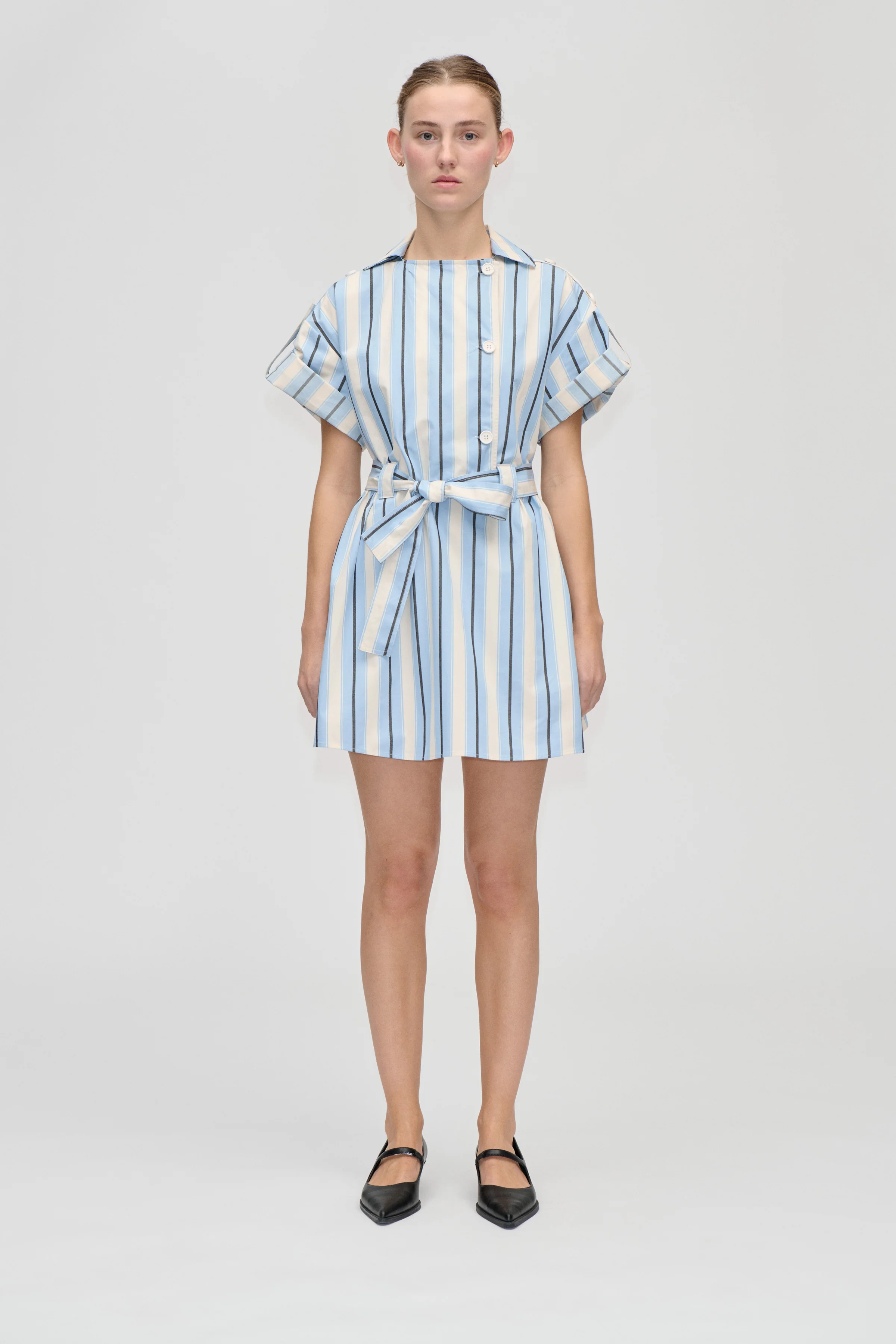 Workwear Short Dress - Lightwave Stripes